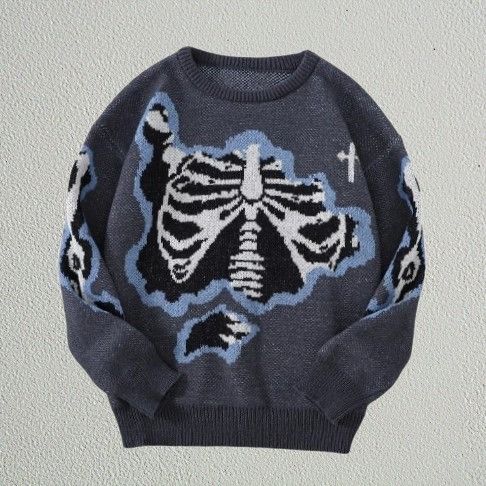 Other Vintage Cross Skeleton Sweater Jacquard Knitted Sweatshirt Size US S / EU 44-46 / 1 - 1 Thumbnail
