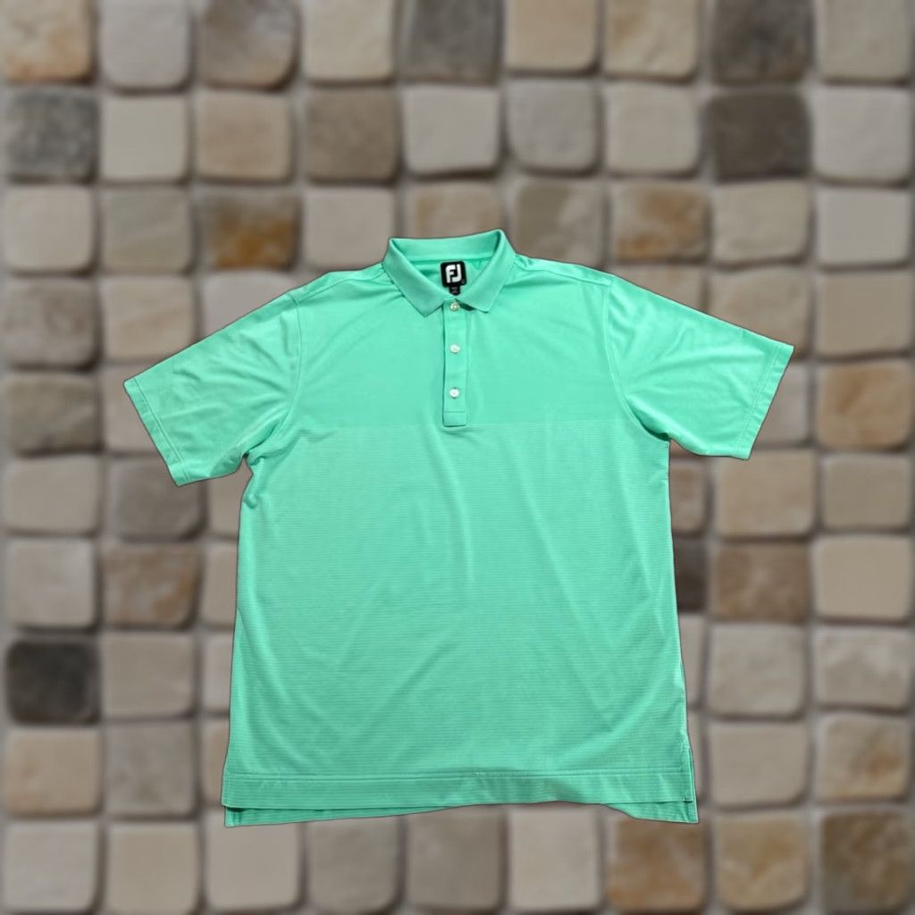 Footjoy FootJoy Polo Shirt Mens Large Green Striped Lisle Logo Breathable Stretch Casual Golf Shirt Size US L / EU 52-54 / 3 - 1 Thumbnail