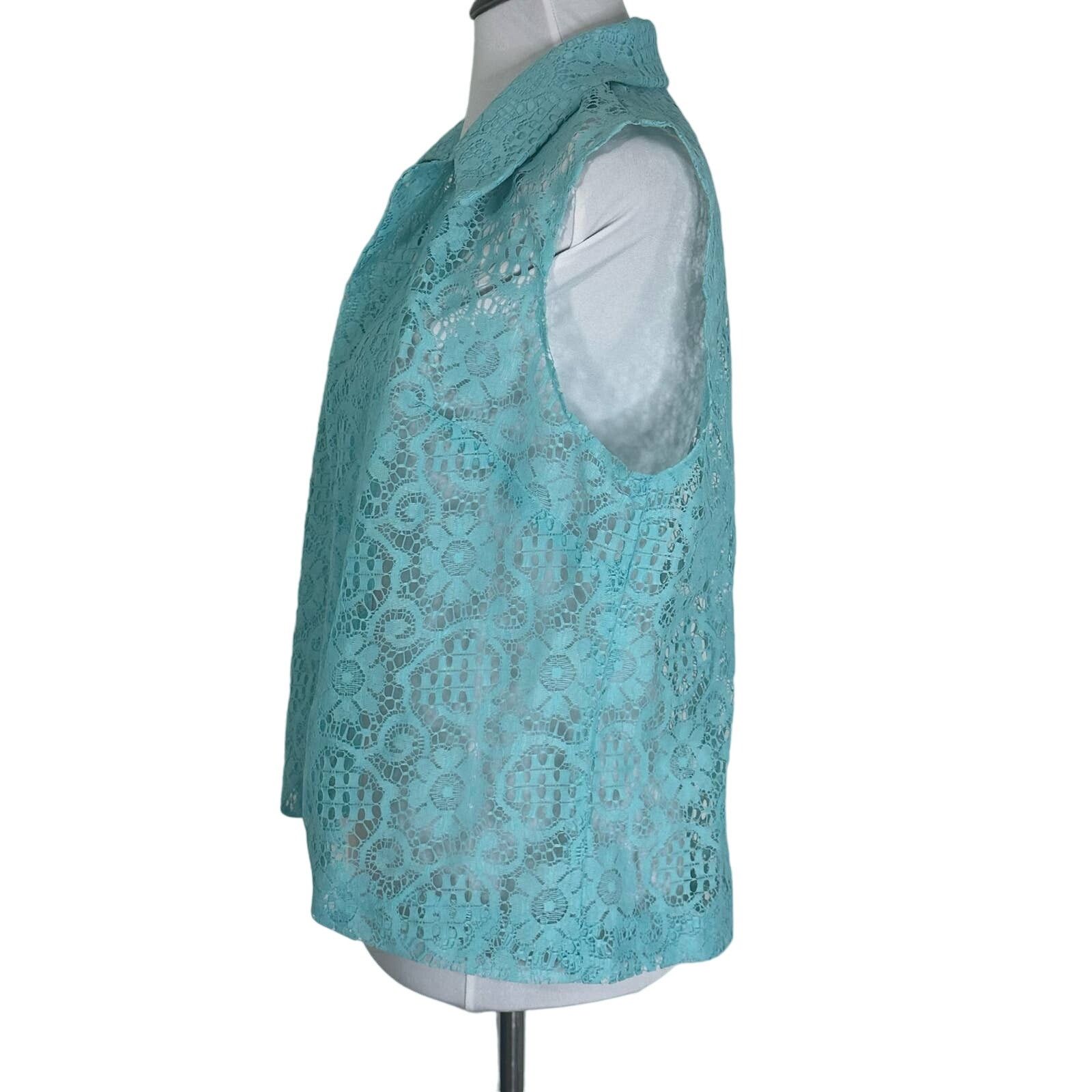 Other Vintage 1960s Mod Blue Lace Open Boho Cottagecore Vest M Size M / US 6-8 / IT 42-44 - 5 Thumbnail