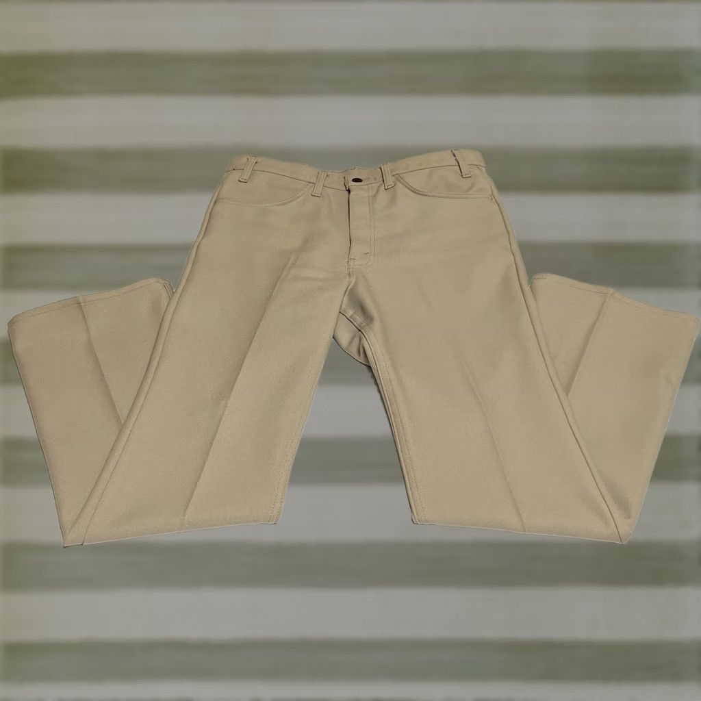 Levi's VINTAGE Levi's 517 Boot Cut Pants Mens 34x30 Beige Polyester Western Logo Pockets 90s 80s USA Dress Pants Regular Mens Size US 34 / EU 50 - 1 Thumbnail