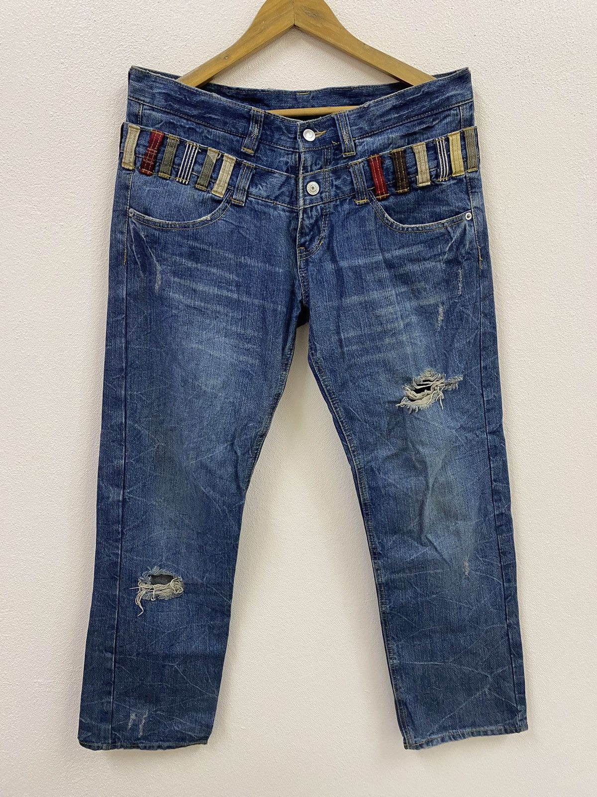 Japanese Brand Vintage Double Waist Denim Japan Size US 35 - 1 Thumbnail