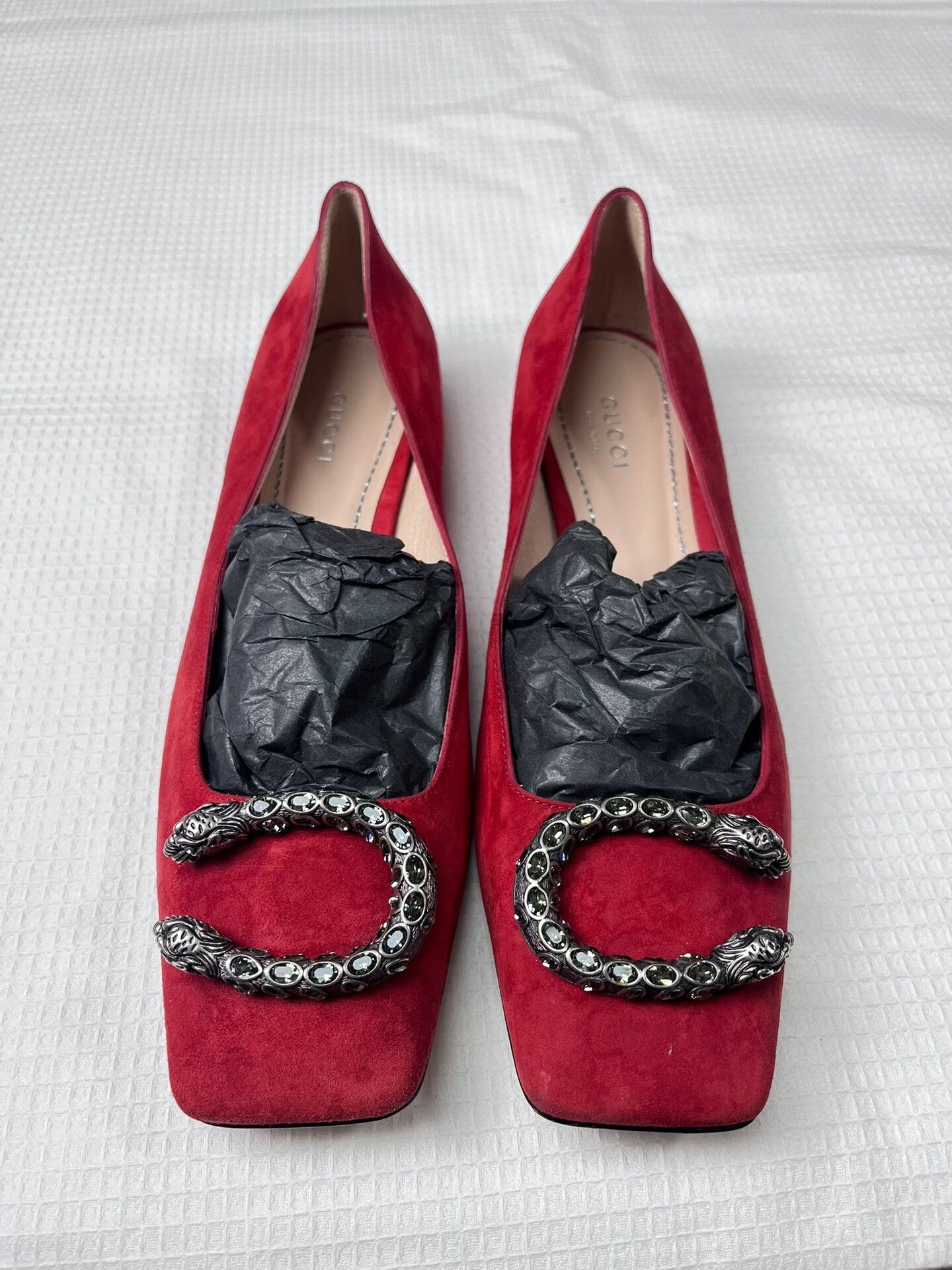 Gucci Gucci Dionysus Red Suede Flats 37.5 Size US 6.5 / IT 36.5 - 1 Thumbnail