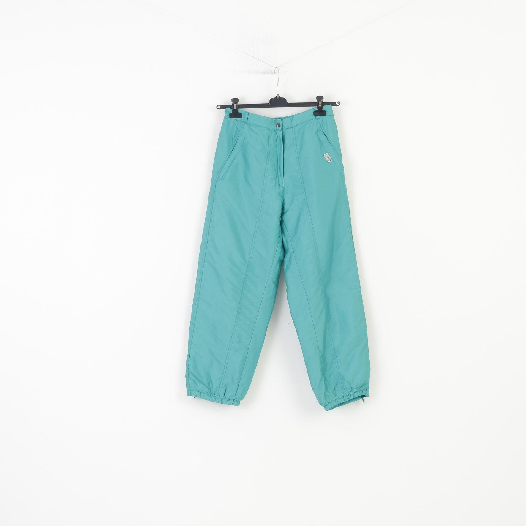 Vintage Etirel Women M Trousers Green Shiny Nylon Snowboard 10333 Size 26" / US 2 / IT 38 - 1 Thumbnail