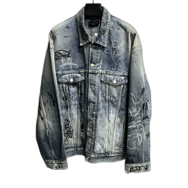 Balenciaga Blue Pattern Printed Long Sleeve Jacket Size US S / EU 44-46 / 1 - 1 Thumbnail