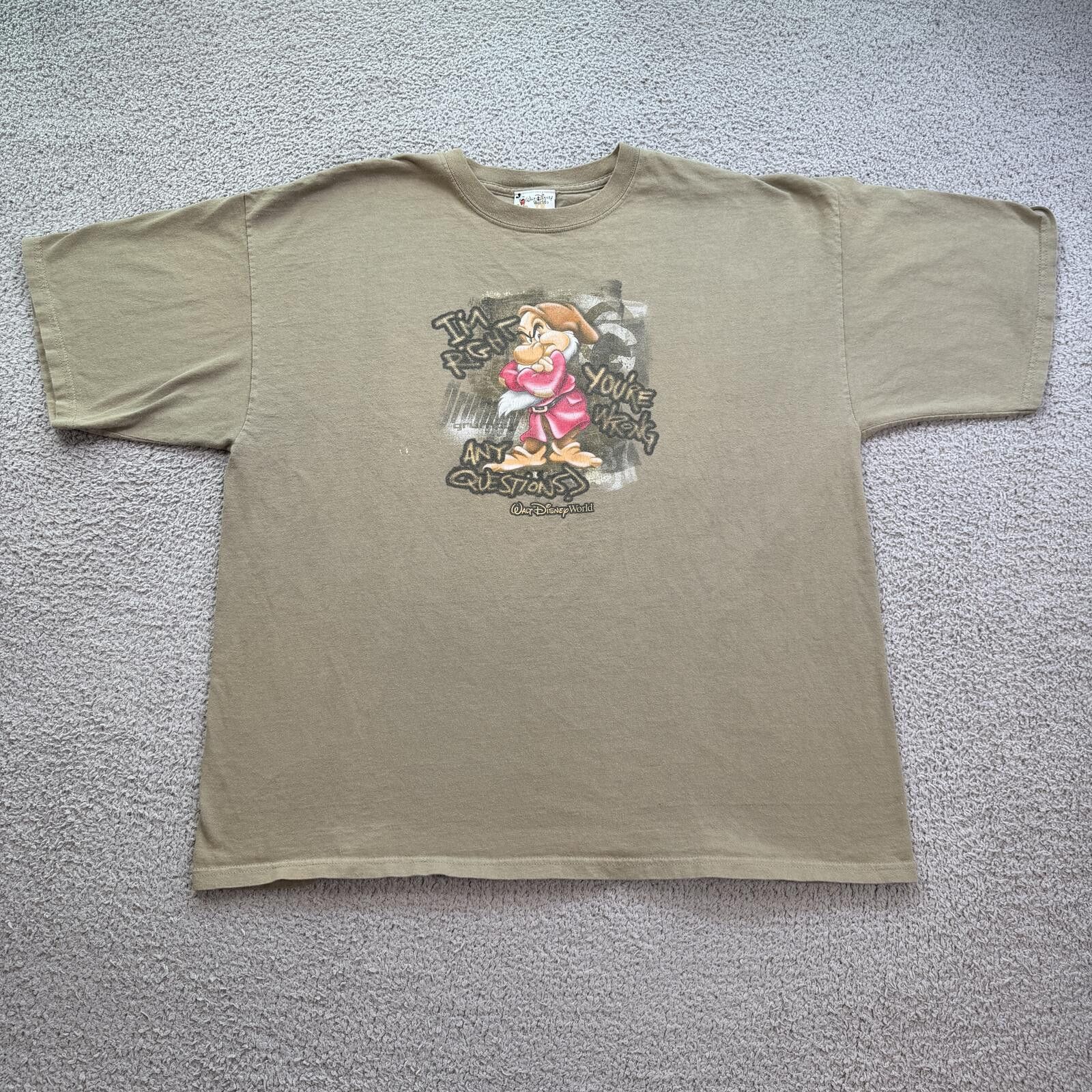Disney Vintage Walt Disney World Grumpy T Shirt XXL Brown Y2K Tee Size US XXL / EU 58 / 5 - 1 Thumbnail