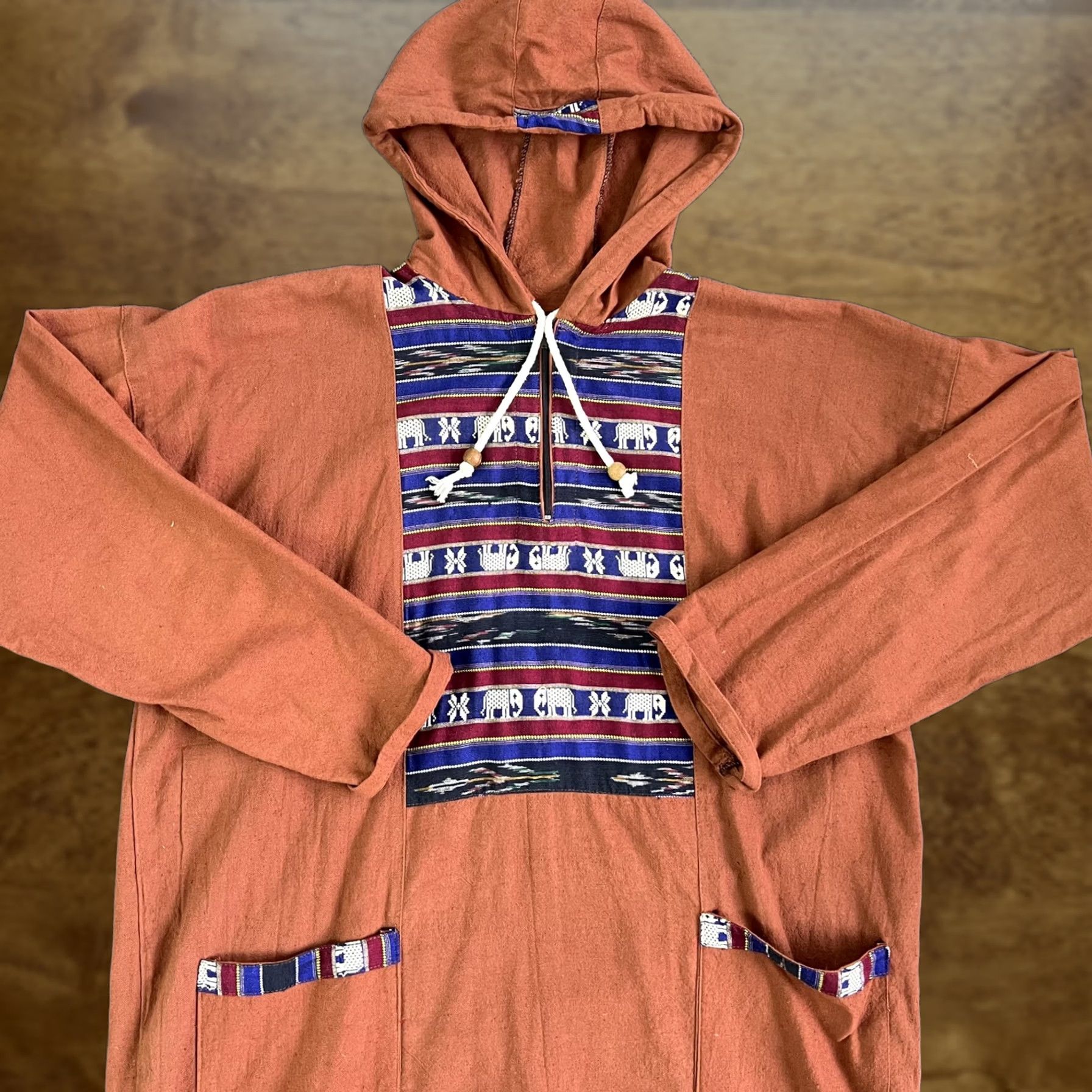 Vintage VINTAGE Elephant Print Hoodie Mens 2XL Brown Boho Pullover Cotton Thailand Pockets Size US XXL / EU 58 / 5 - 1 Thumbnail