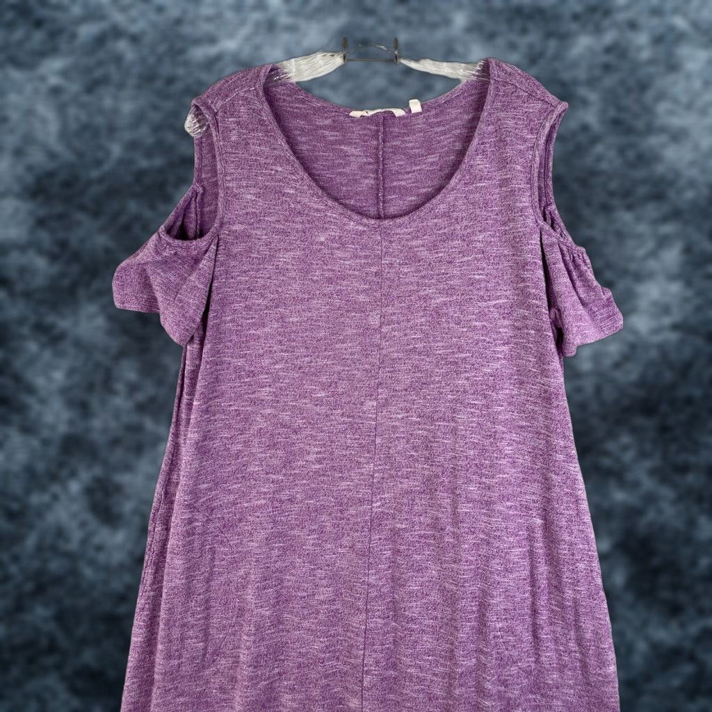Soft Surroundings Soft Surroundings Dress PXL Purple Cold Shoulder Maxi Pockets Stretch Terry Size XL / US 12-14 / IT 48-50 - 1 Thumbnail
