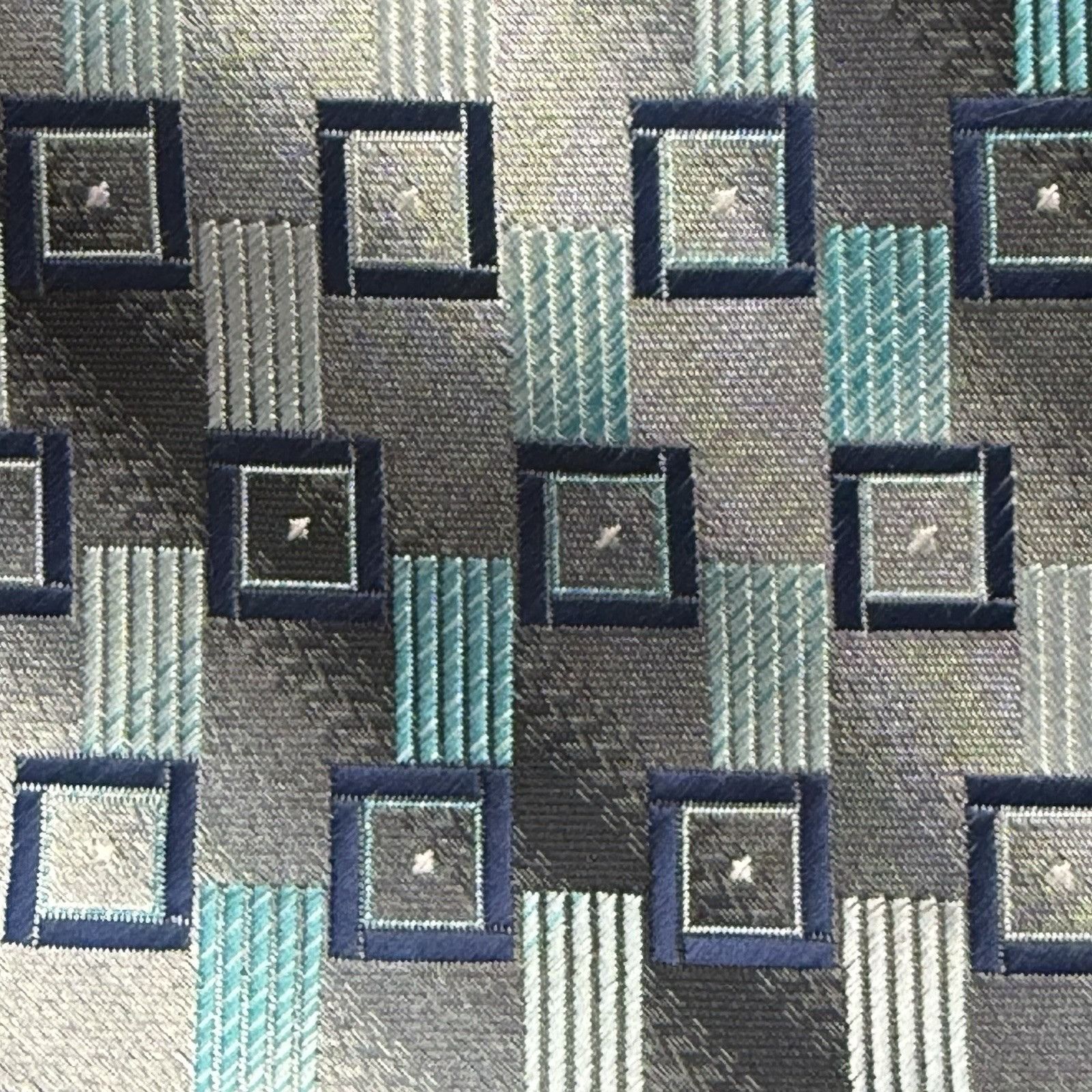 Alexander Julian ALEXANDER JULIAN COLOURS Light Blue Silver Geometric Squares Size ONE SIZE - 5 Thumbnail