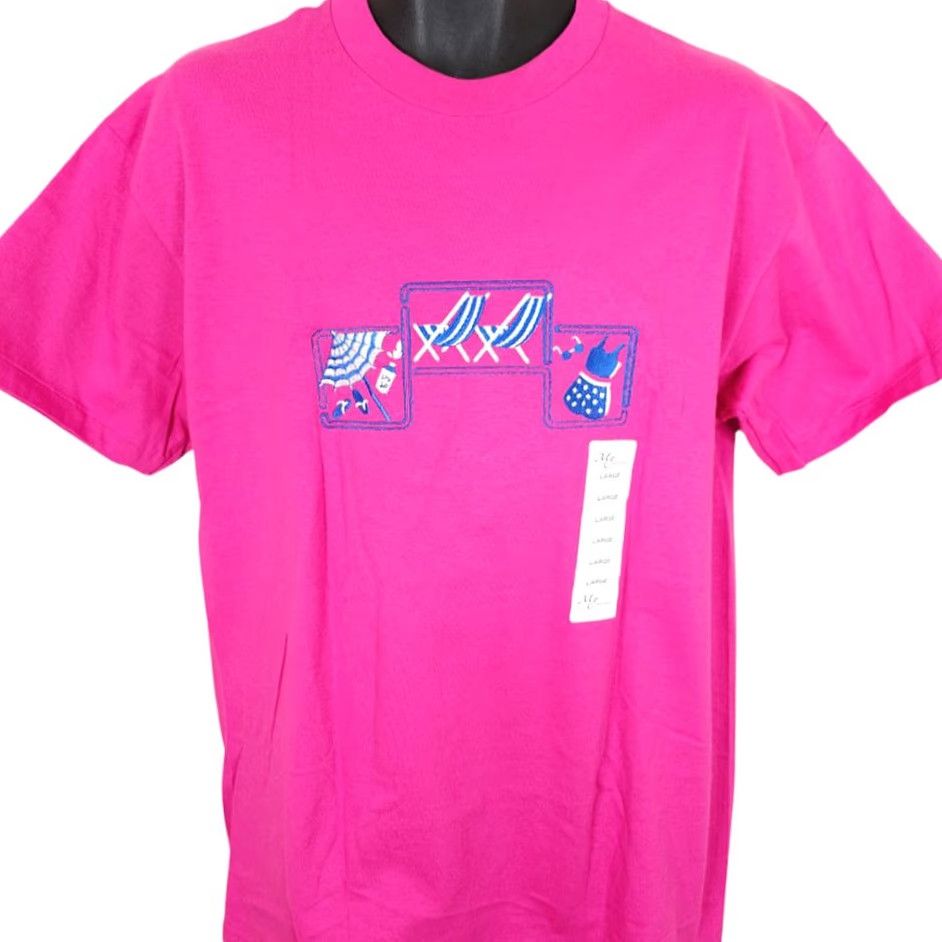 Vintage VINTAGE Beach T Shirt Mens Large Pink 90s Vacation Embroidered Made In USA MC Shirt Mens Size US L / EU 52-54 / 3 - 2 Thumbnail
