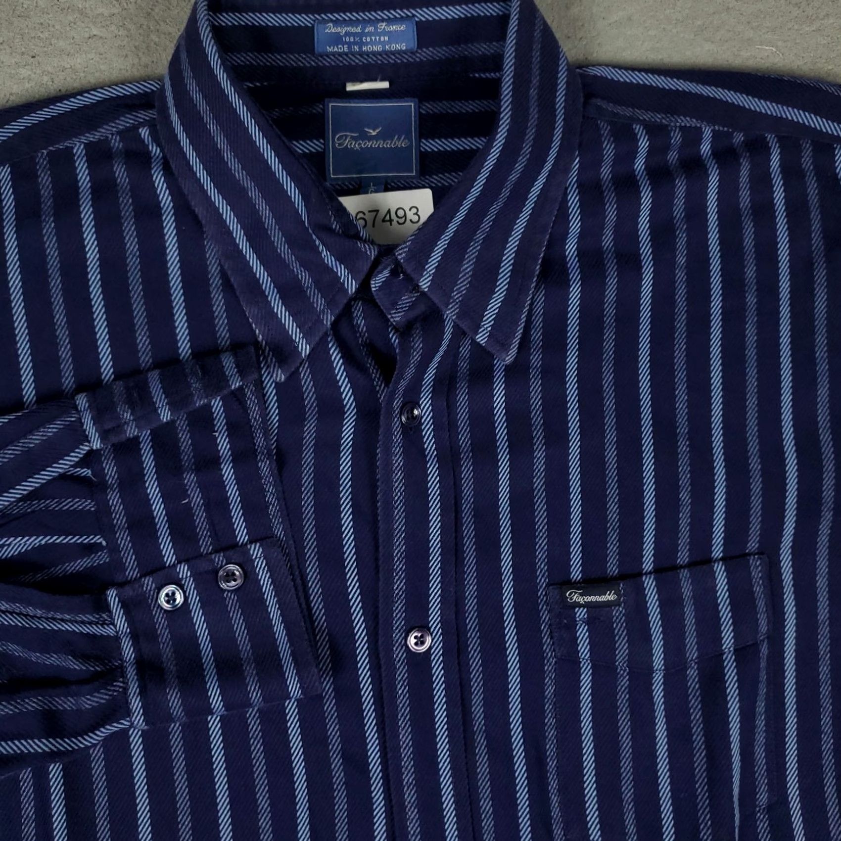 Faconnable Façonnable Shirt Mens L Blue Striped Button-Up Long Sleeve Casual Business Preppy Size US L / EU 52-54 / 3 - 2 Thumbnail