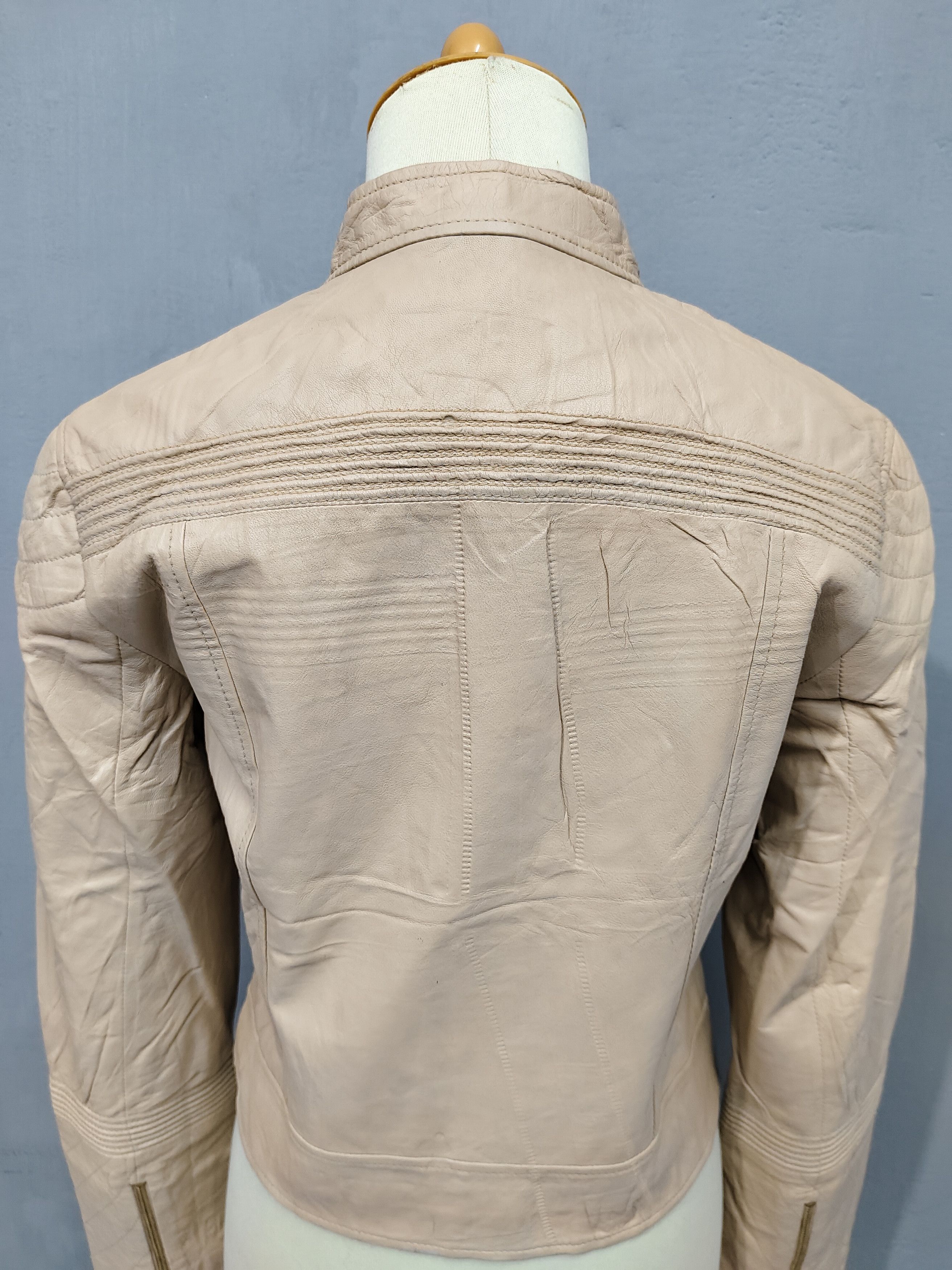MAX&Co. 00s Max&co- Minimal Cropped Moto Biker Leather Jacket Size M / US 6-8 / IT 42-44 - 6 Thumbnail