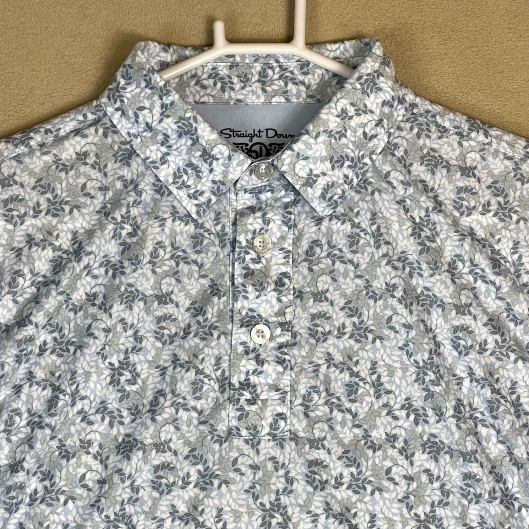Vintage Straight Down Performance Polo Shirt Floral Short Sleeve Mens M Blue Size US M / EU 48-50 / 2 - 2 Thumbnail