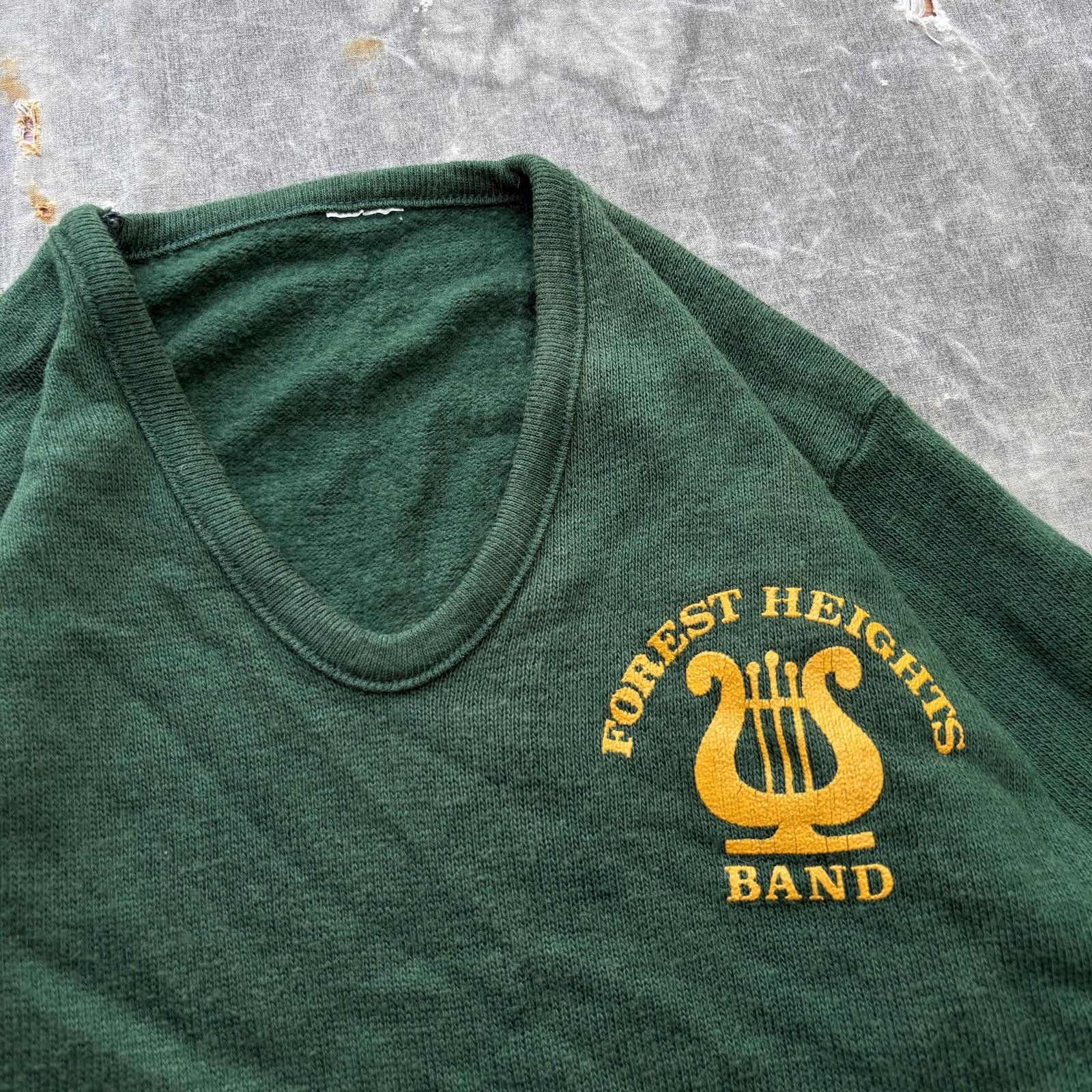 Vintage Vintage 70s Forest Heights Band Forest Green V-Neck Sweater Size US XS / EU 42 / 0 - 2 Thumbnail