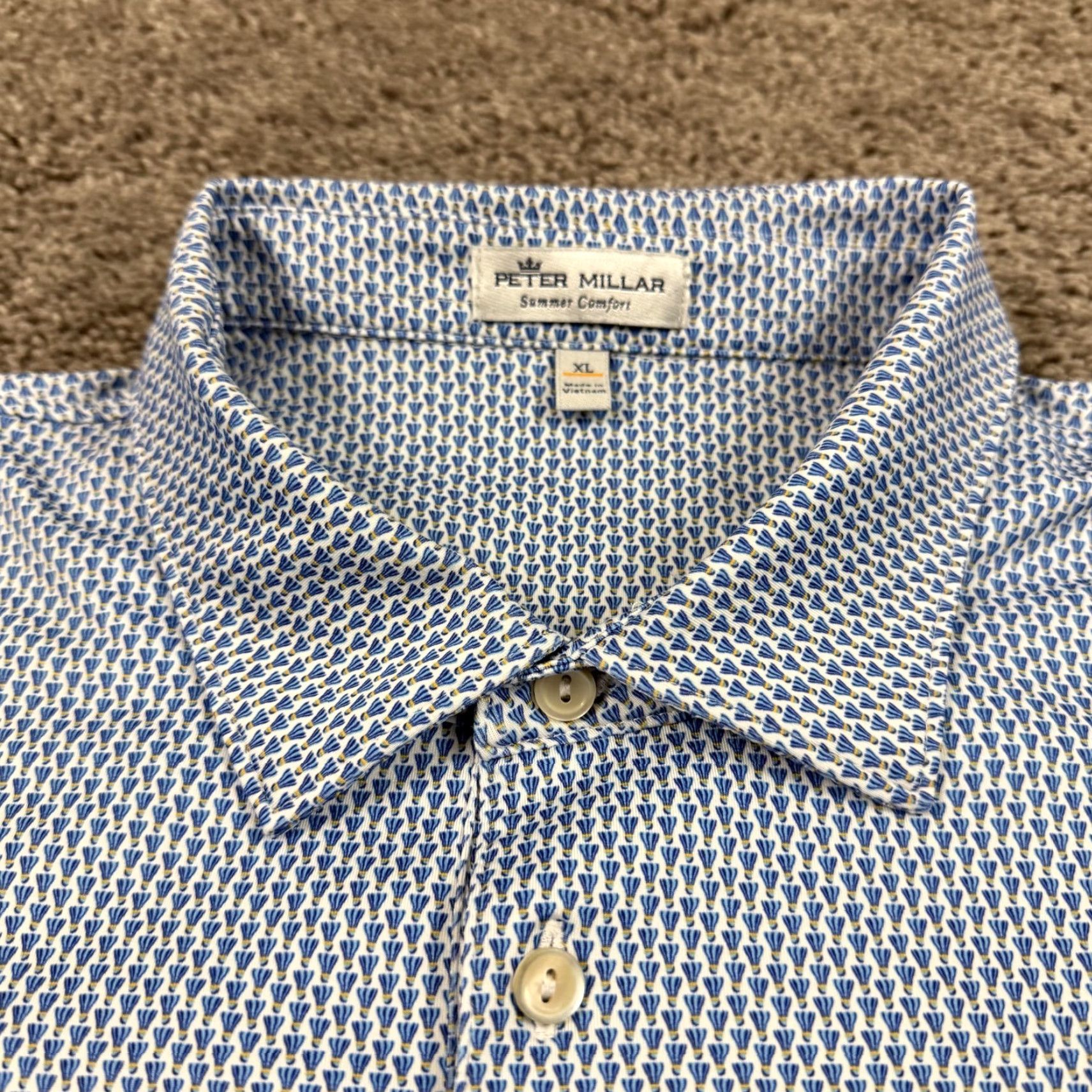 Peter Millar VINTAGE Peter Millar Summer Comfort Polo Shirt Men XL Blue Striped Golf Activewear Breathable Stretch Lightweight Size US XL / EU 56 / 4 - 5 Thumbnail