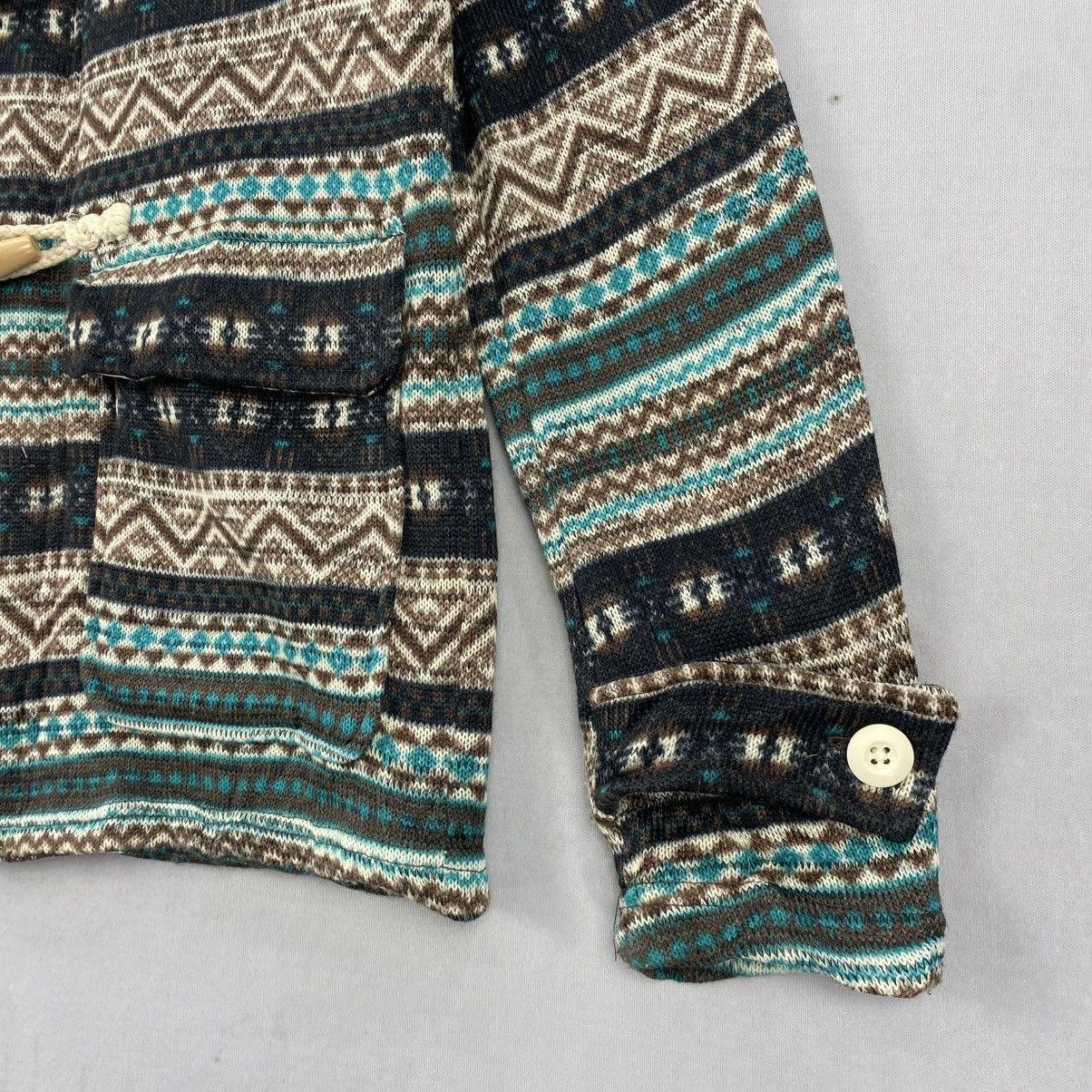 Japanese Brand Navajo Knitted Duffle Jacket Hoodie Size US S / EU 44-46 / 1 - 3 Thumbnail