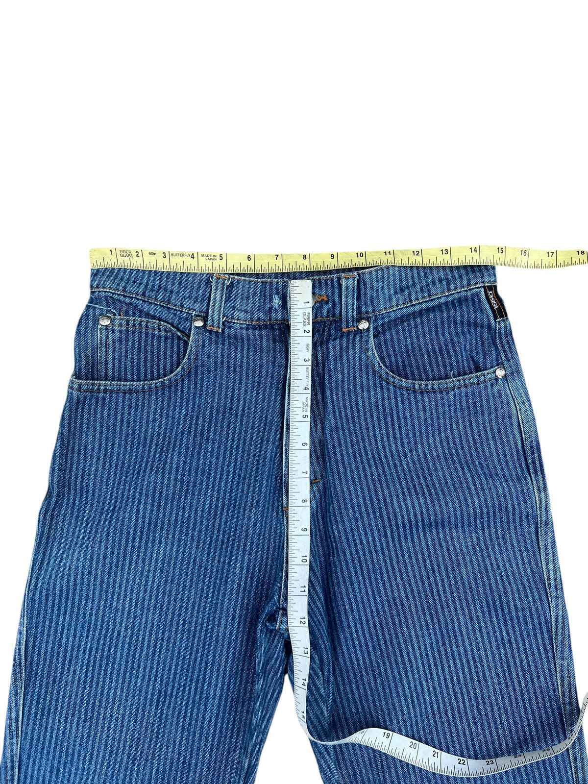 Versace × Vintage Vintage 90s Versace Sport Made in Italy Striped Denim Jeans Size US 29 - 3 Thumbnail