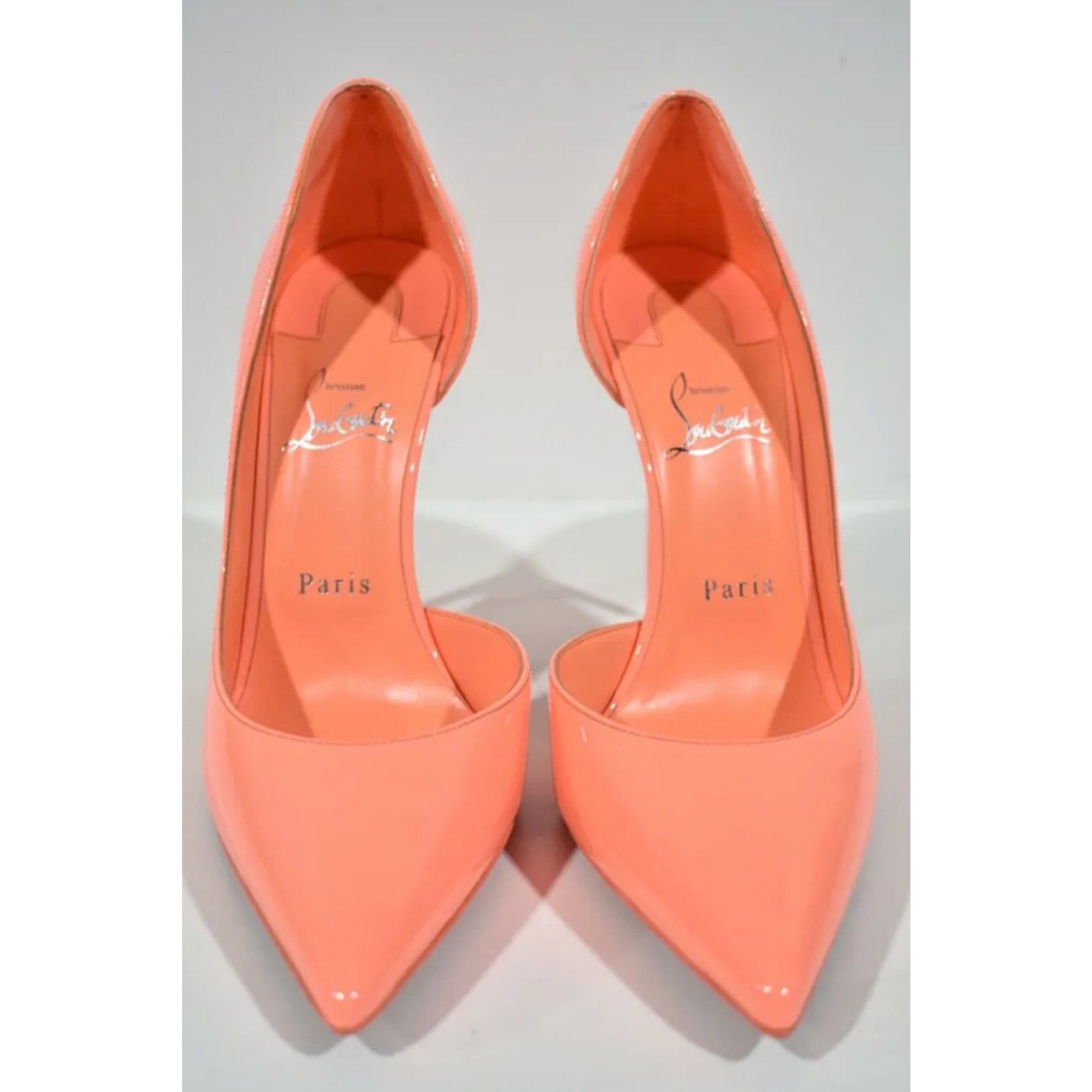 Christian Louboutin Iriza 100 Drag Orange Patent Leather D'Orsay Heel Pump 38 Size US 8 / IT 38 - 4 Thumbnail