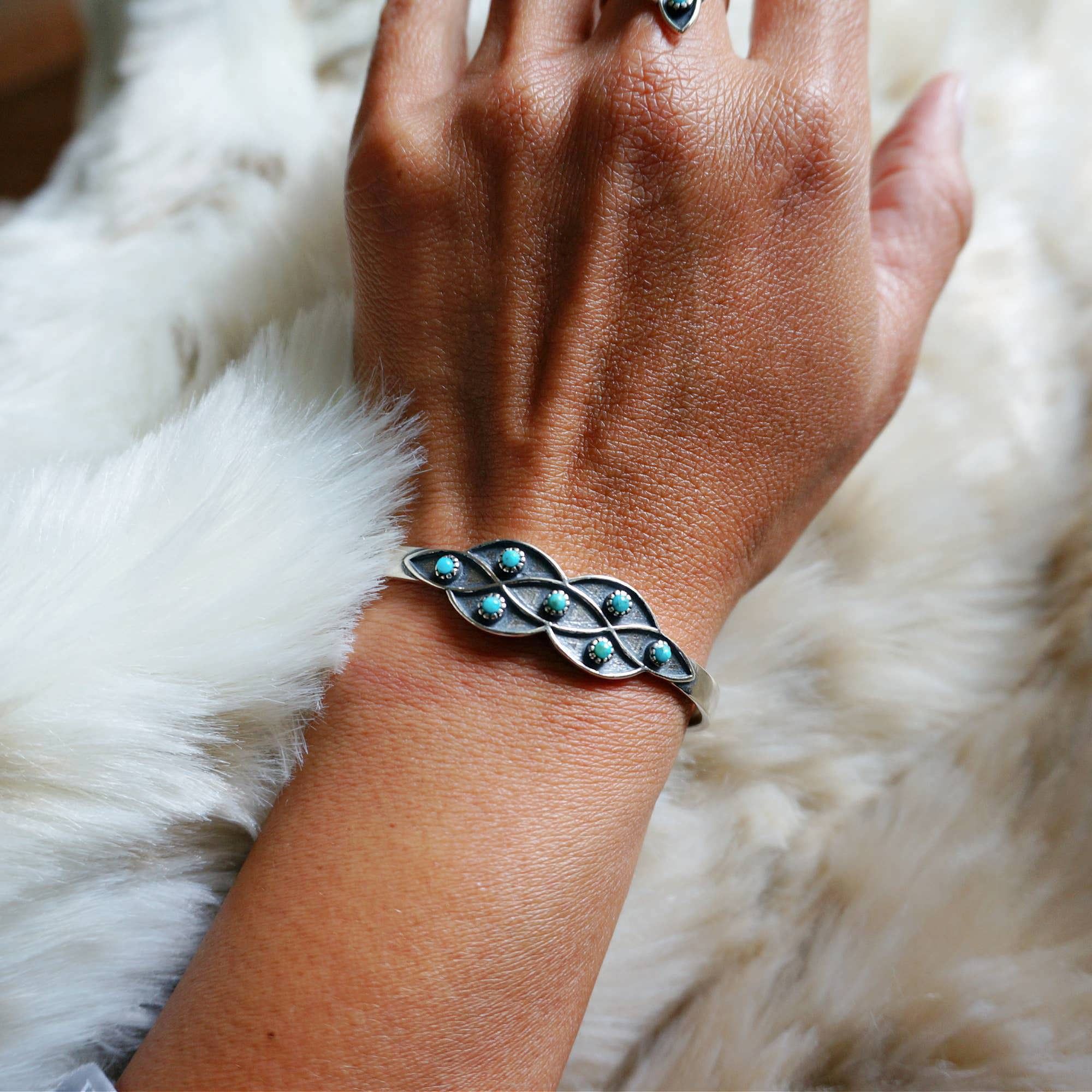 Other Native American Lucia Turquoise Adjustable Cuff Bracelet in Size ONE SIZE - 4 Thumbnail