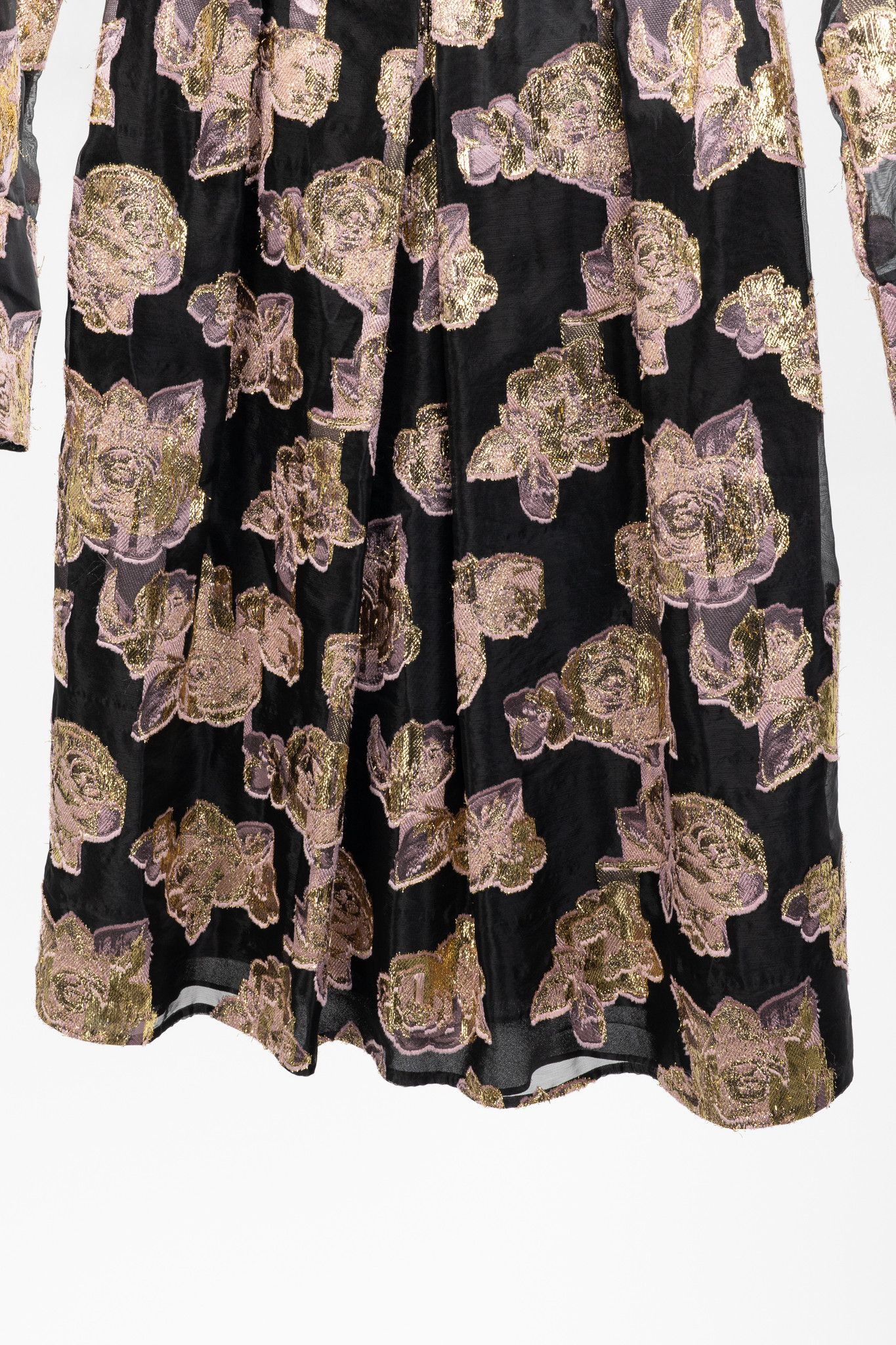 Erdem Erdem Effie Black Metallic Floral-Fil Coupe Organza Dress Size S / US 4 / IT 40 - 6 Thumbnail