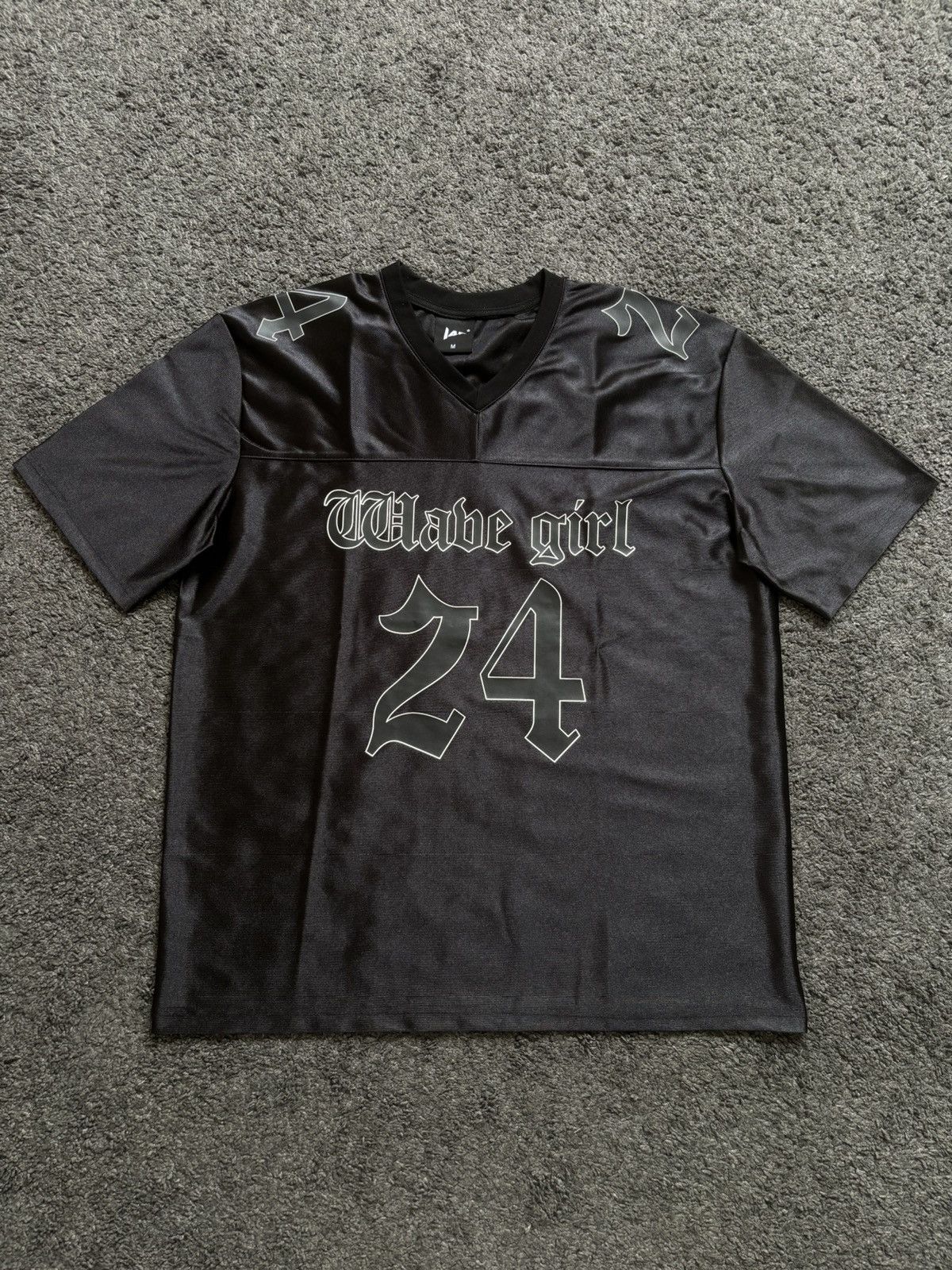 Vintage wave girl number 24 satin black football jersey