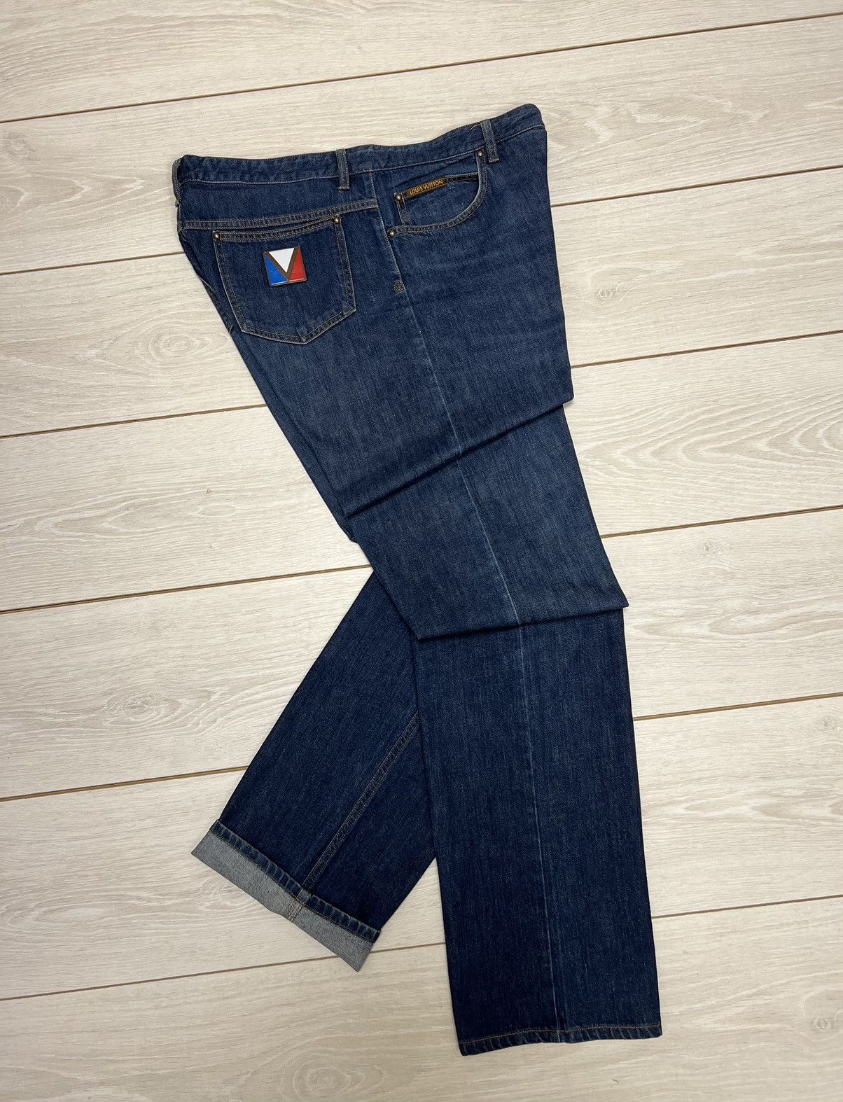 Helbers LOUIS VUITTON Pants Denim LV Embroidered leather Logo Size US 32 / EU 48 - 2 Thumbnail