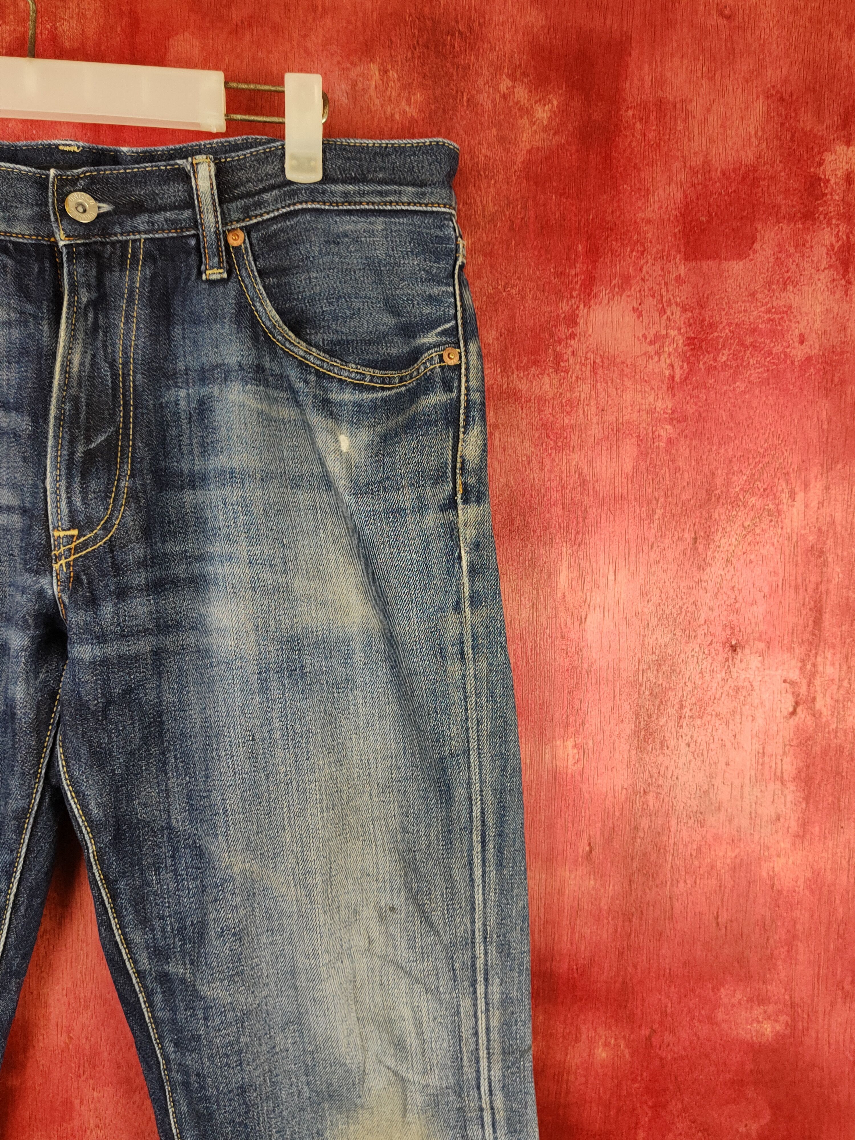 Japanese Brand Uniqlo Dark Blue Distressed Ripped Jeans #S1673 Size US 32 / EU 48 - 6 Thumbnail
