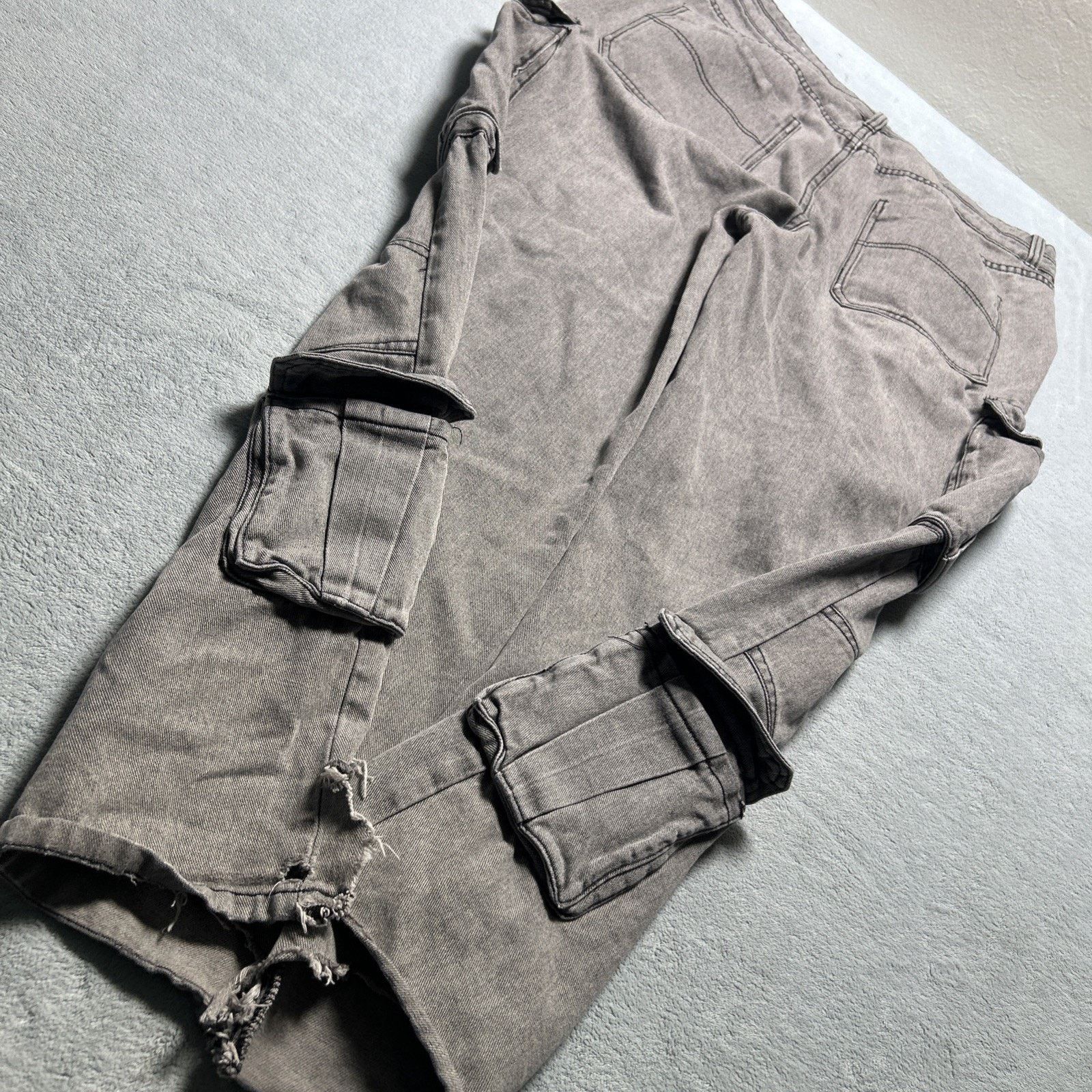 Tripp NYC Cargo Beyond Baggy Jeans Women XL 37x29 Hamilton Wide Ripped Size 37" - 19 Thumbnail