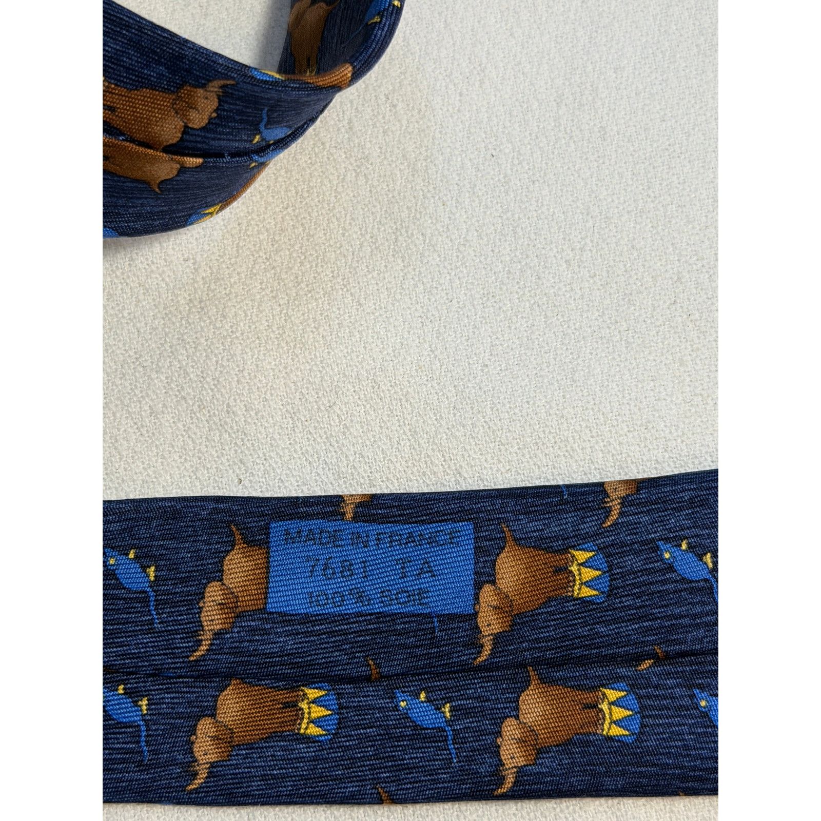 Hermes Vintage Hermes Paris Tie 100% Silk, Blue w/ Brown Elephants Size ONE SIZE - 2 Thumbnail
