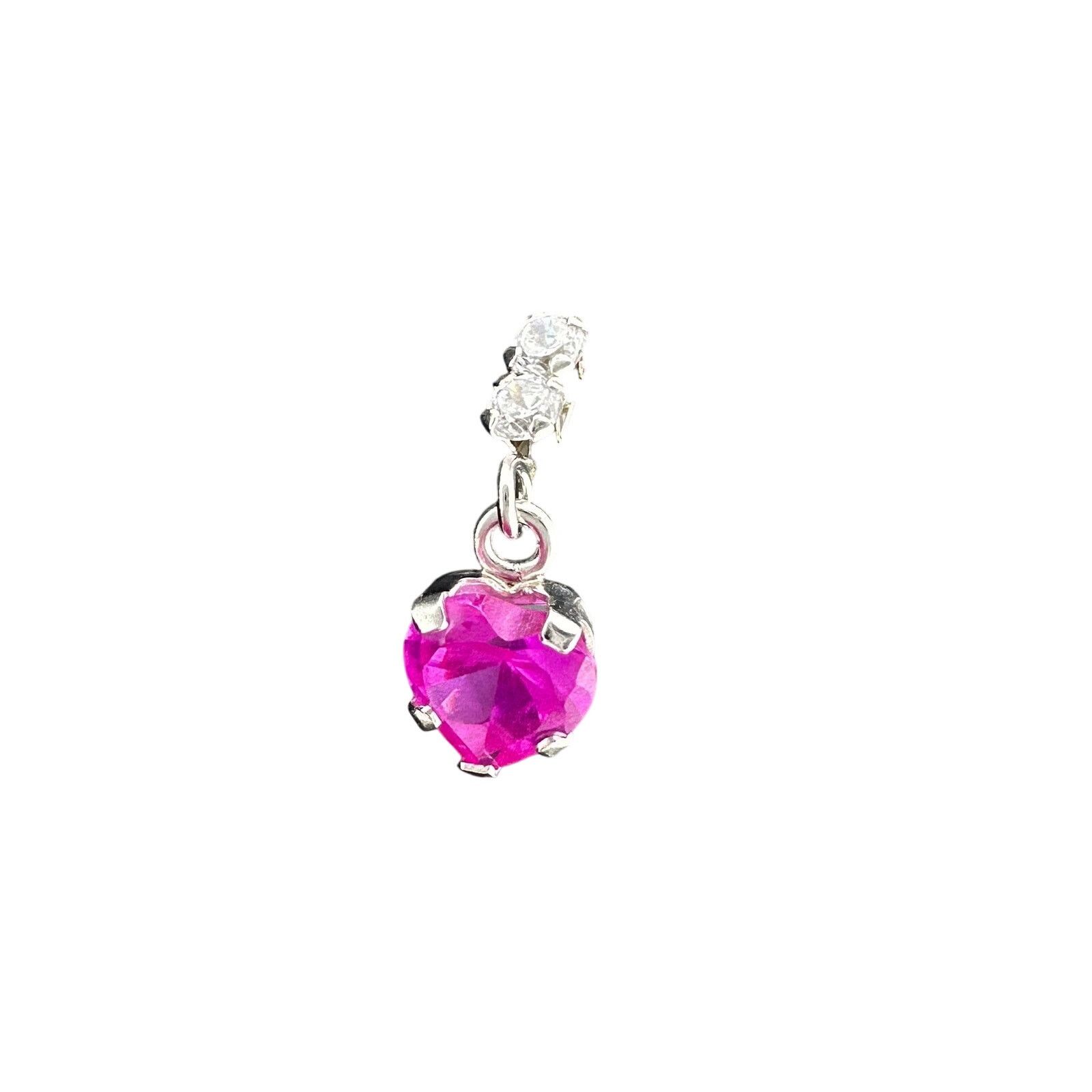 Other 10kt White Gold Pink Sapphire Heart Dangle Earrings Size ONE SIZE - 2 Thumbnail
