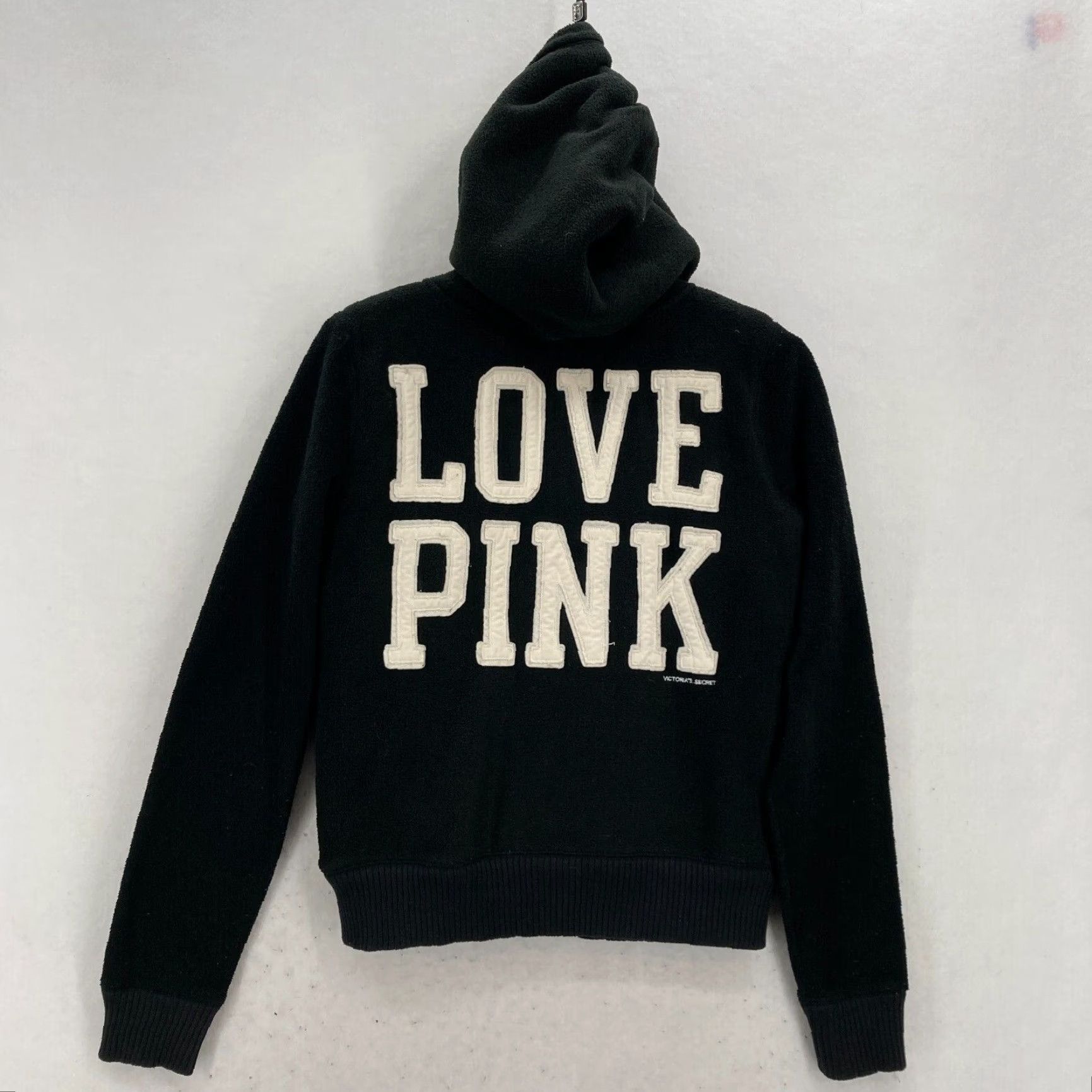 Victoria's Secret VINTAGE Victoria's Secret PINK Hoodie XS Black Full Zip Love VTG Size XS / US 0-2 / IT 36-38 - 2 Thumbnail