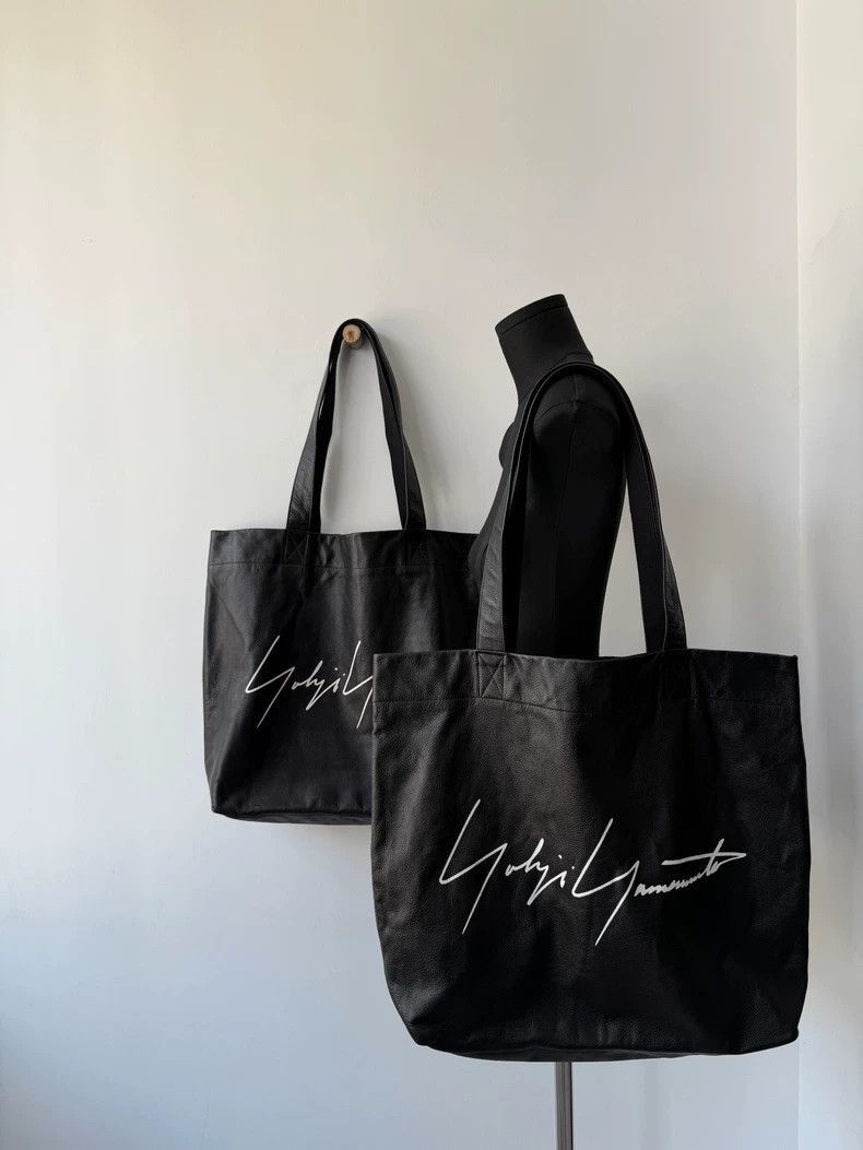 Yohji Yamamoto Yohji Yamamoto Yohji Yamamoto Black Leather Tote Bag Size ONE SIZE - 1 Thumbnail