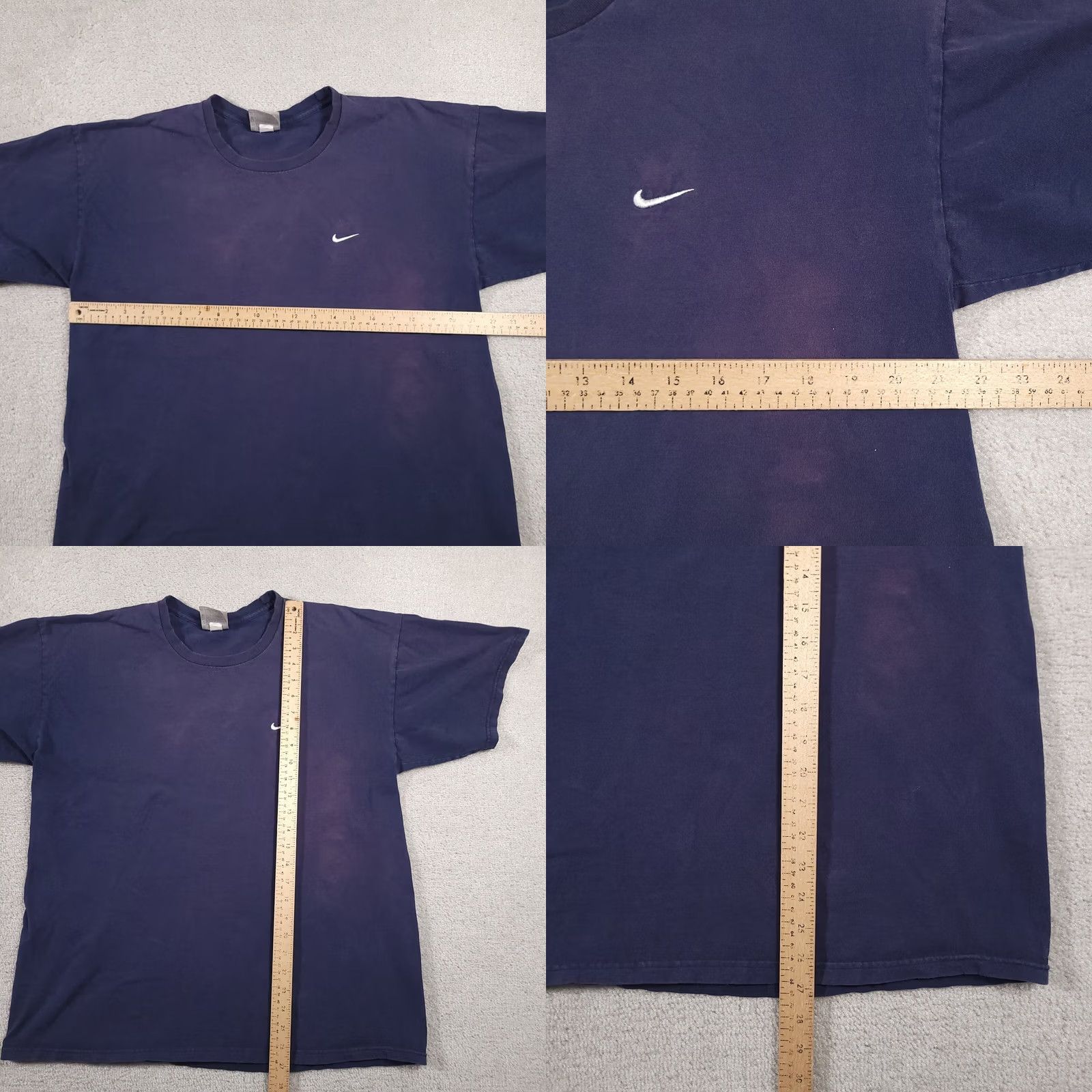 Nike VINTAGE Nike Shirt 90s Navy Essentials Embroidered Logo Mens Large Blue Cotton Knit Short Sleeve Crew Neck T-Shirt Size US L / EU 52-54 / 3 - 8 Thumbnail