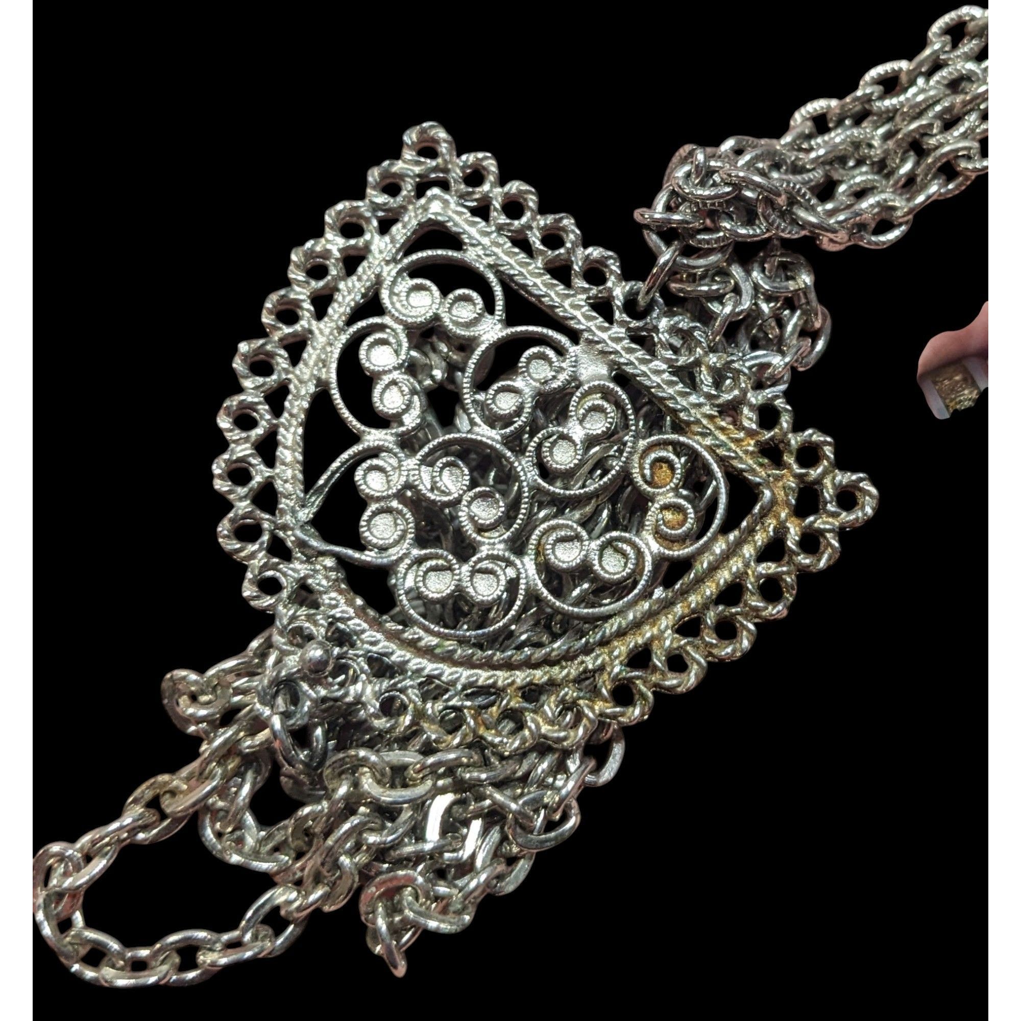 Other Vintage Etruscan Style Filigree Pendant And Tassel Necklace Size ONE SIZE - 2 Thumbnail