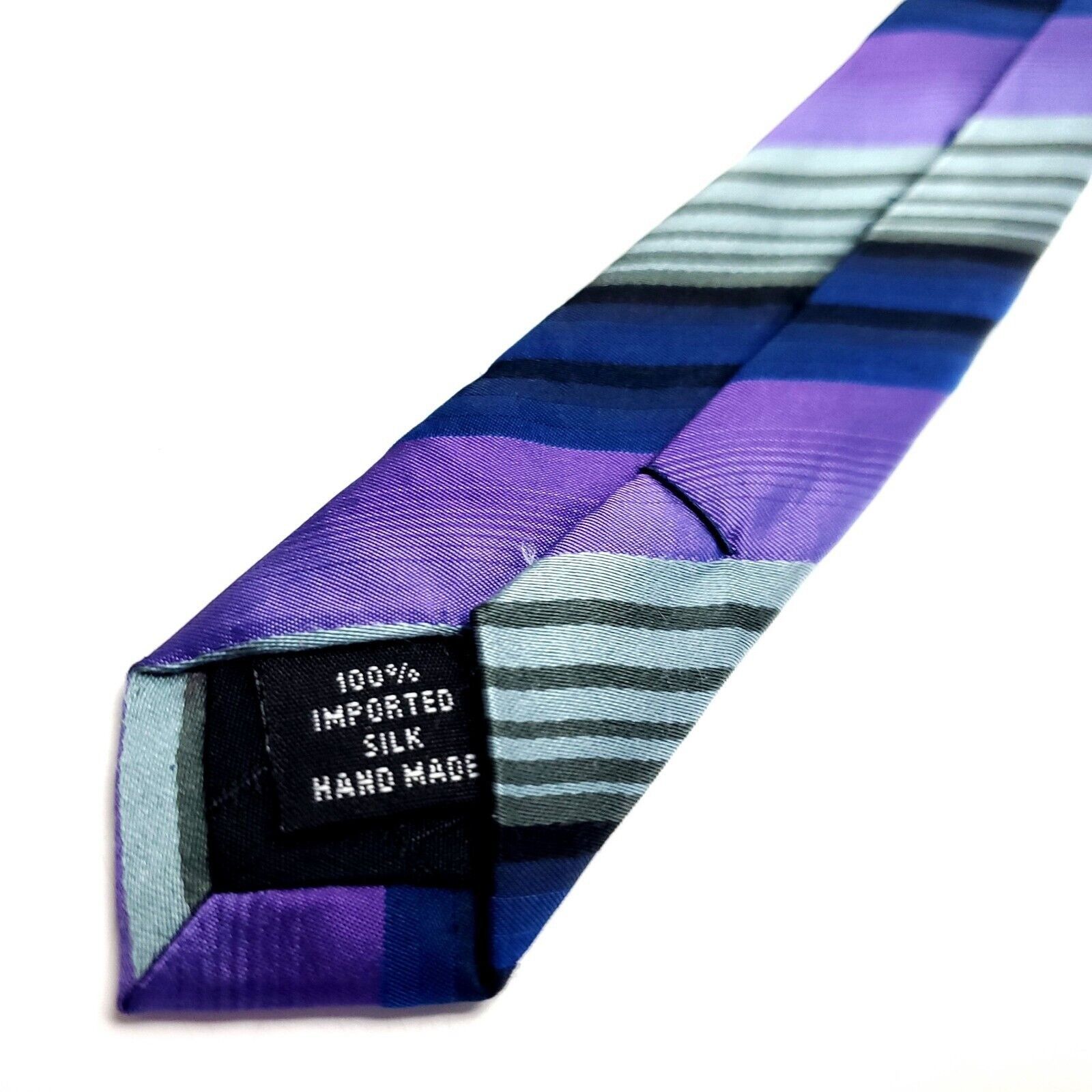 Kenneth Cole Kenneth Cole Purple Silk Tie Woven Striped Size ONE SIZE - 5 Thumbnail