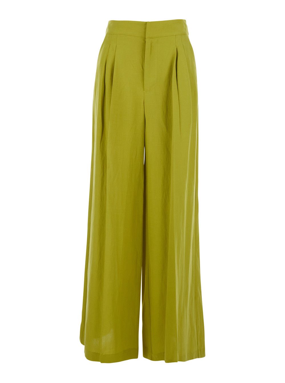 TWINSET Wide Leg Pants Green with High Waist in Lyocell and Linen for Women Size 28" / US 6 / IT 42 - 1 Thumbnail