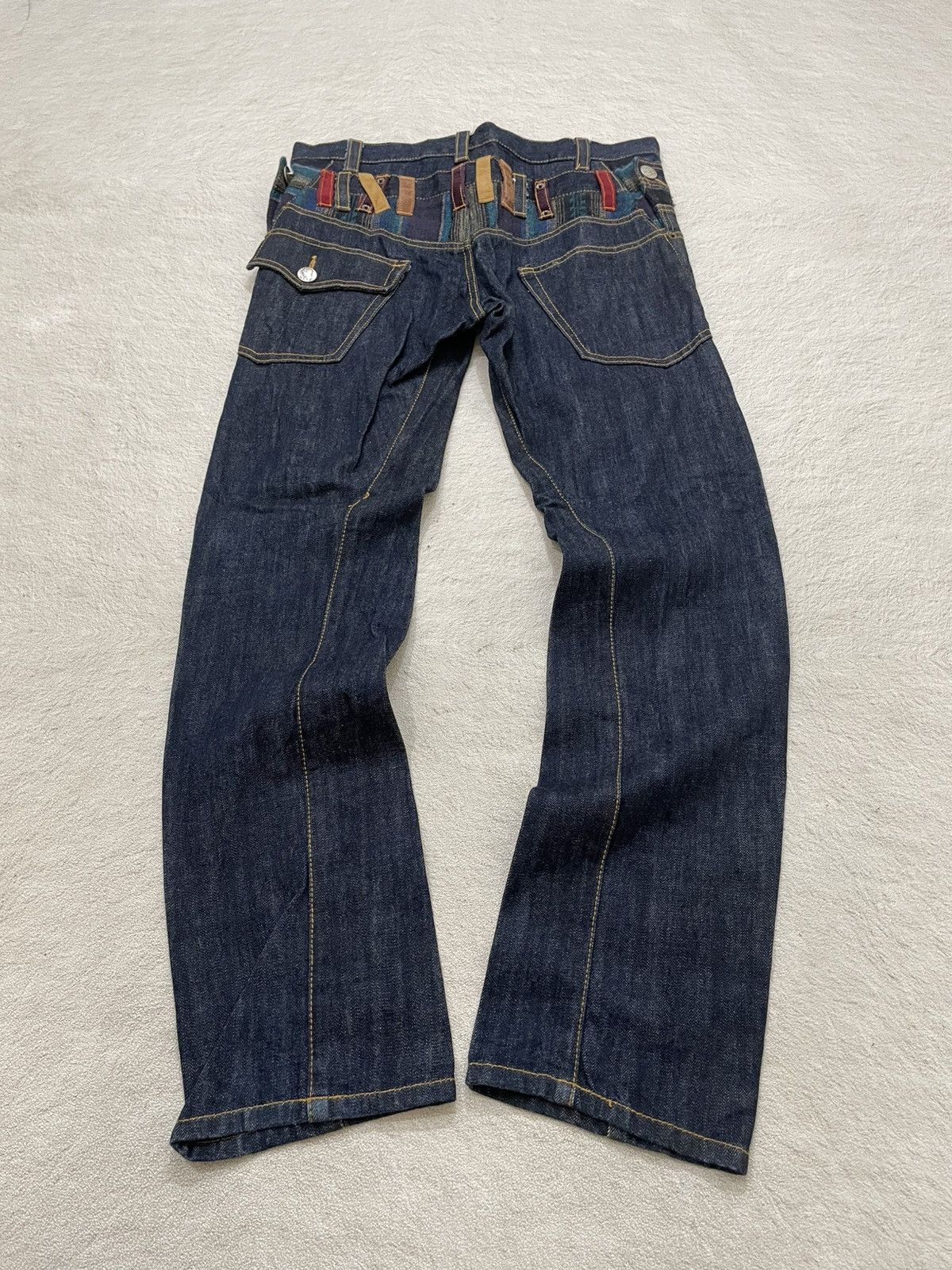 Japanese Brand 00s Double Waist BRTH Raw Denim Y2K Japan Style Size US 34 / EU 50 - 5 Thumbnail