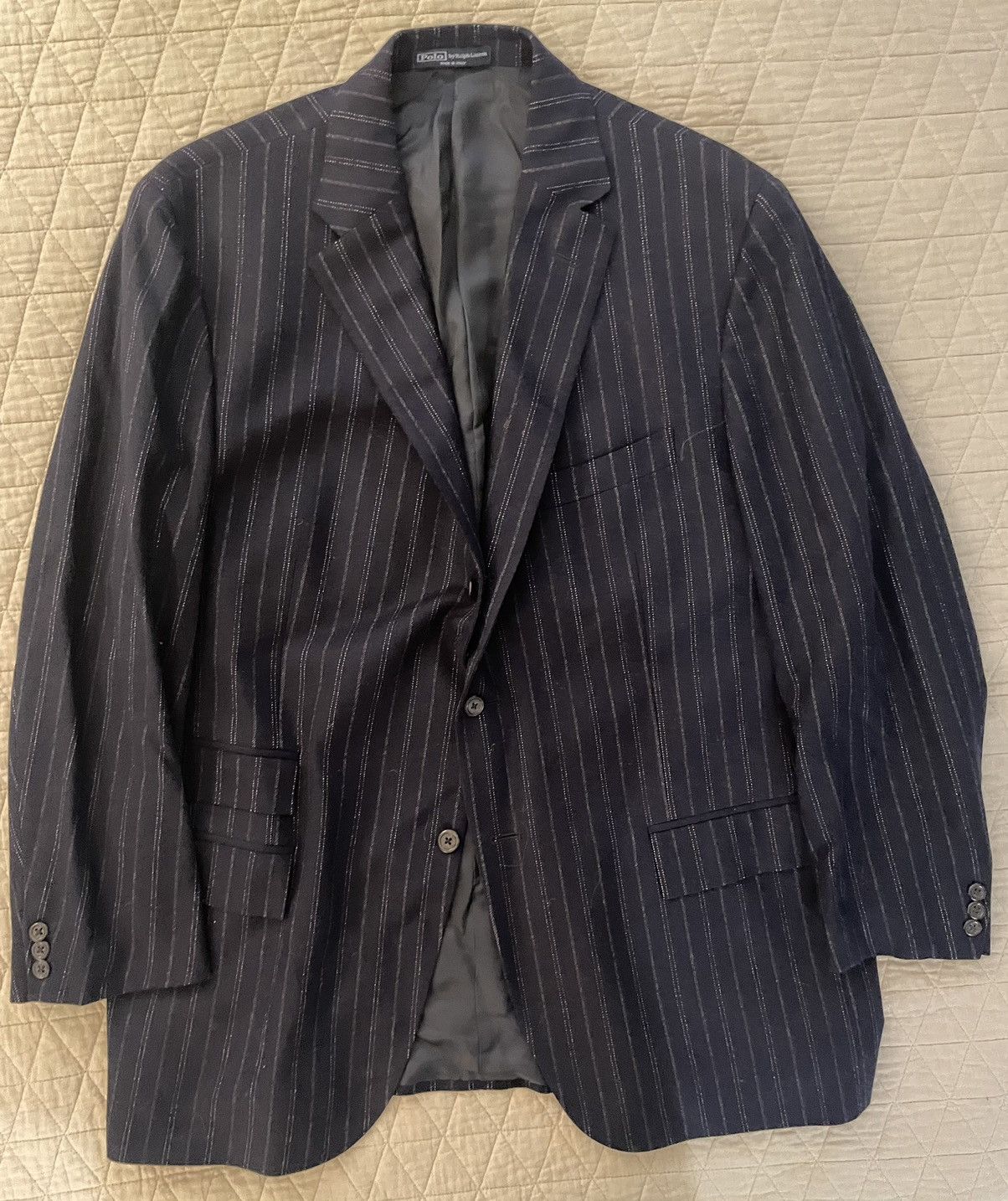 Polo Ralph Lauren × Vintage Virgin Wool and Cashmere Flannel Stripe Suit Size 46R - 2 Thumbnail