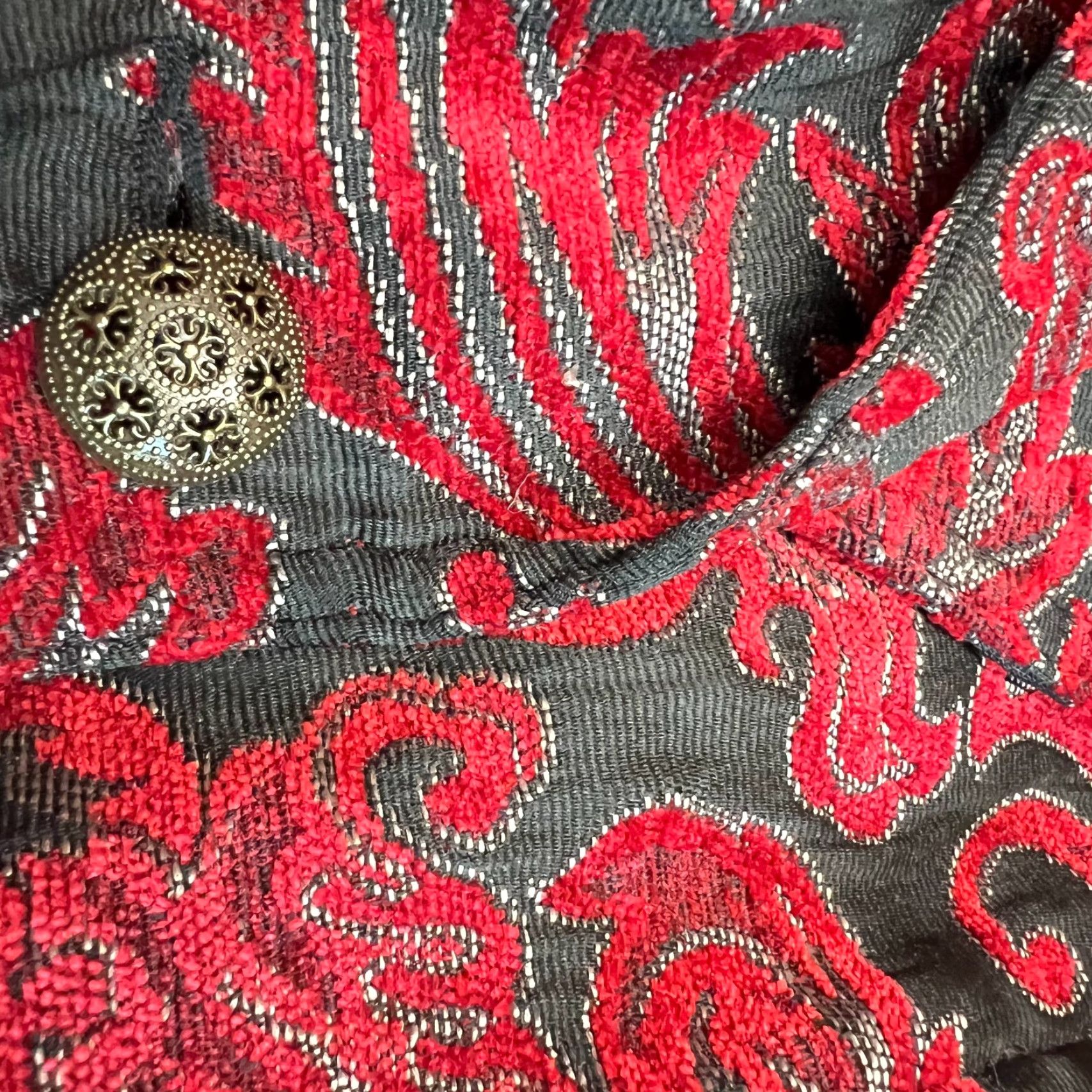 Vintage Erin London Blazer - Red Floral Notch Collar Long Sleeve Single-Breasted Jacket, Size S, Women Size S / US 4 / IT 40 - 3 Thumbnail