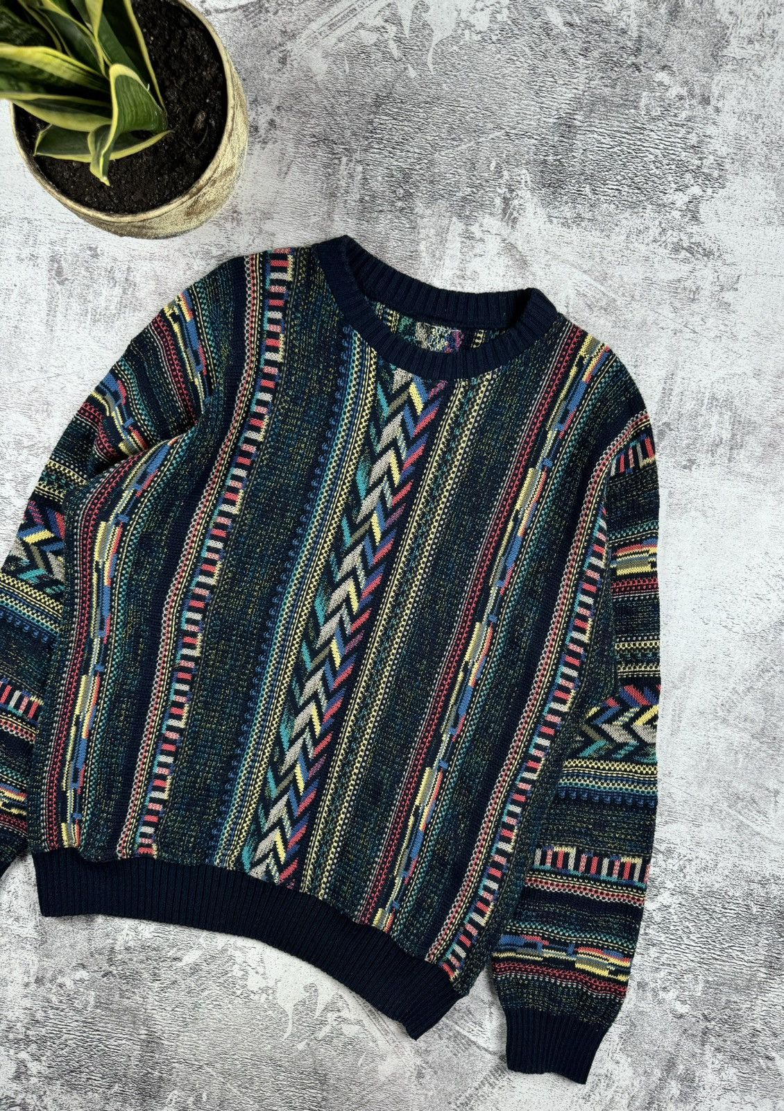Japanese Brand Vintage 90S Hippie Hip Hop USA Coogi Style Knited Sweater Size US L / EU 52-54 / 3 - 3 Thumbnail