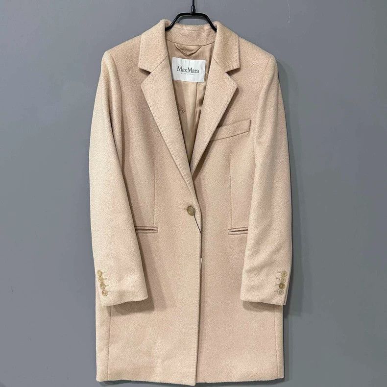 Max Mara MaxMara Beige Long Wool Coat -dmc Size US M / EU 48-50 / 2 - 1 Thumbnail