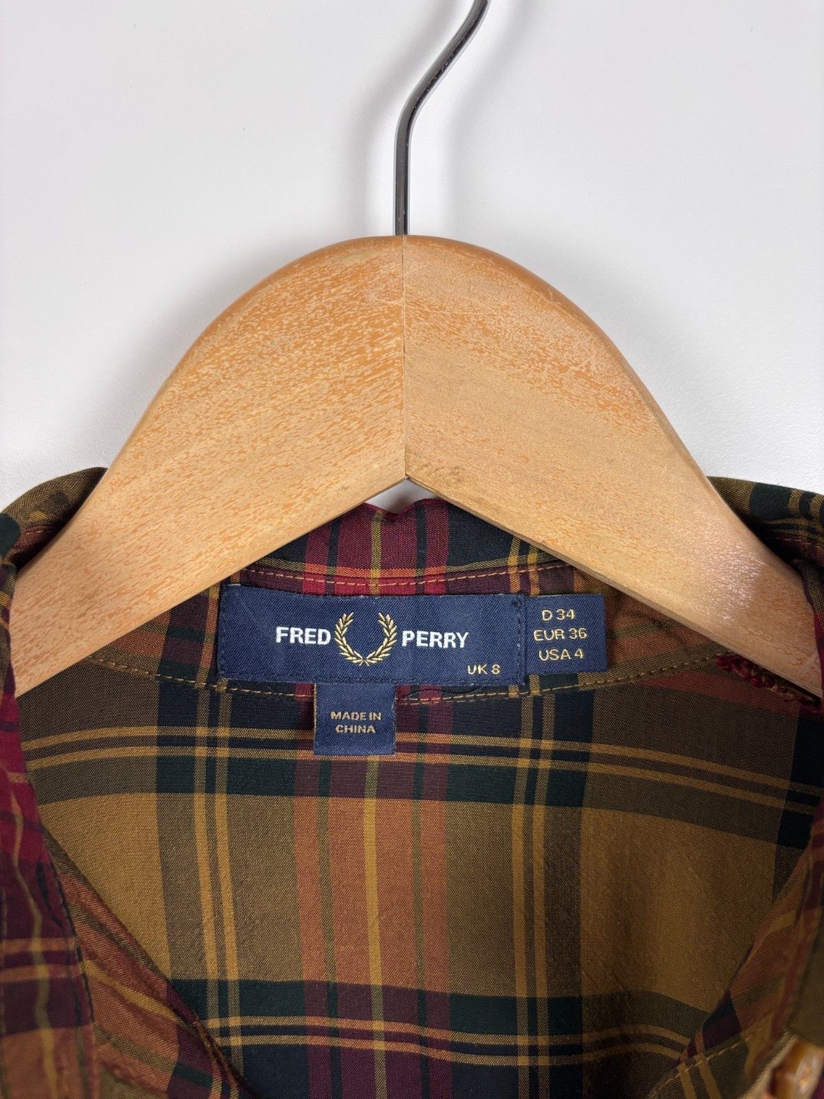 Fred Perry Fred Perry Tartan Button Up Shirt Viscose Brown Size US 4 Size S / US 4 / IT 40 - 8 Thumbnail