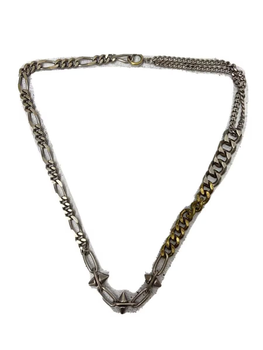 Pre-owned Yohji Yamamoto Spike Layered Chain Necklace In Silver