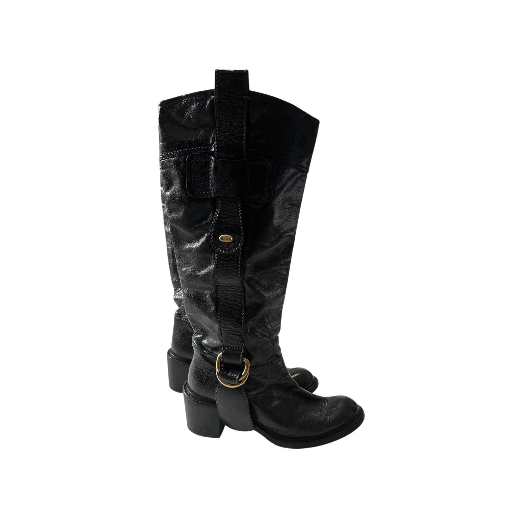 Chloe Chloé Early 2000s Black Leather Block Heel Boots Size US 9 / IT 39 - 3 Thumbnail