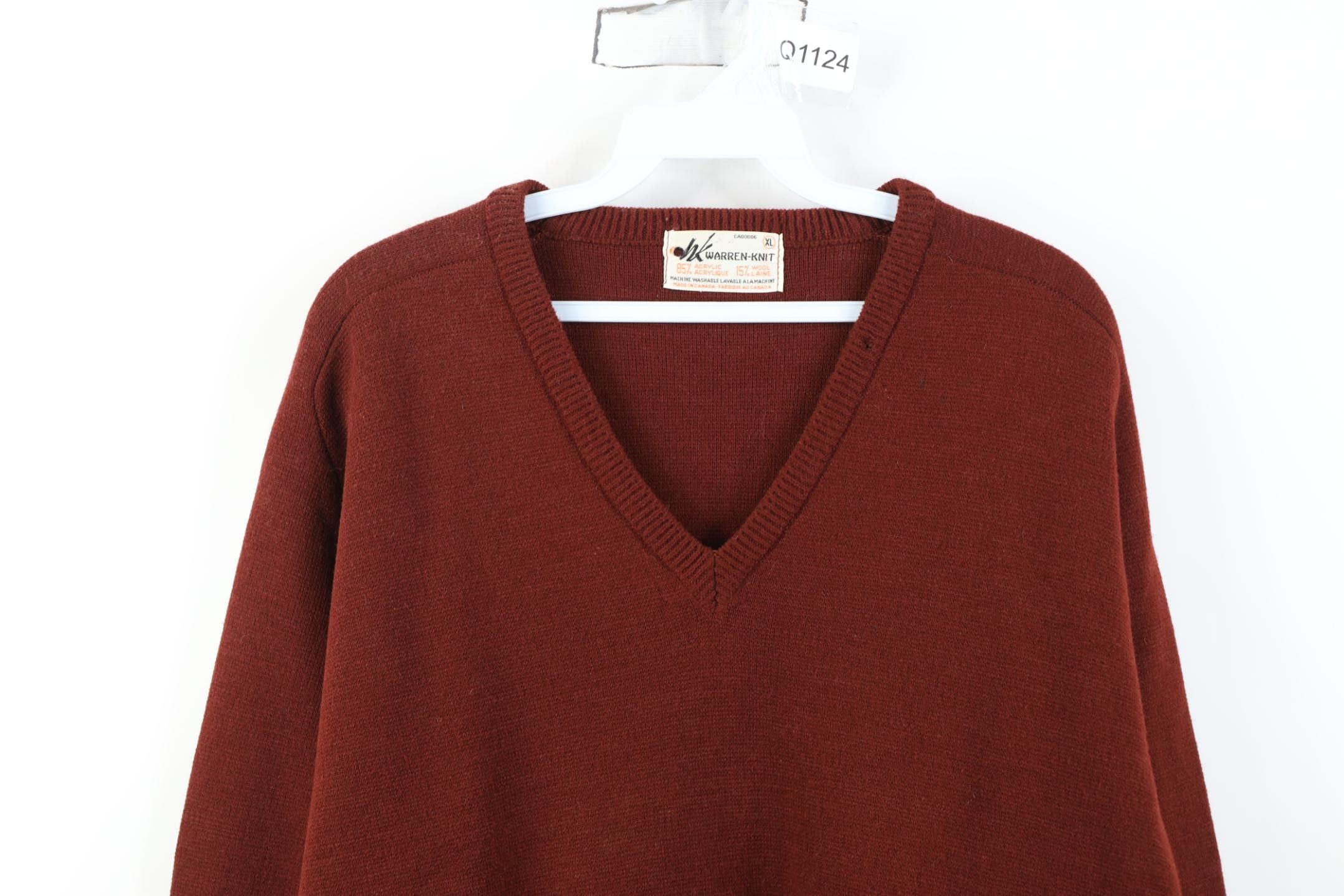 Vintage Vintage 70s Streetwear Blank Wool Blend Knit V-Neck Sweater Size US XL / EU 56 / 4 - 2 Thumbnail