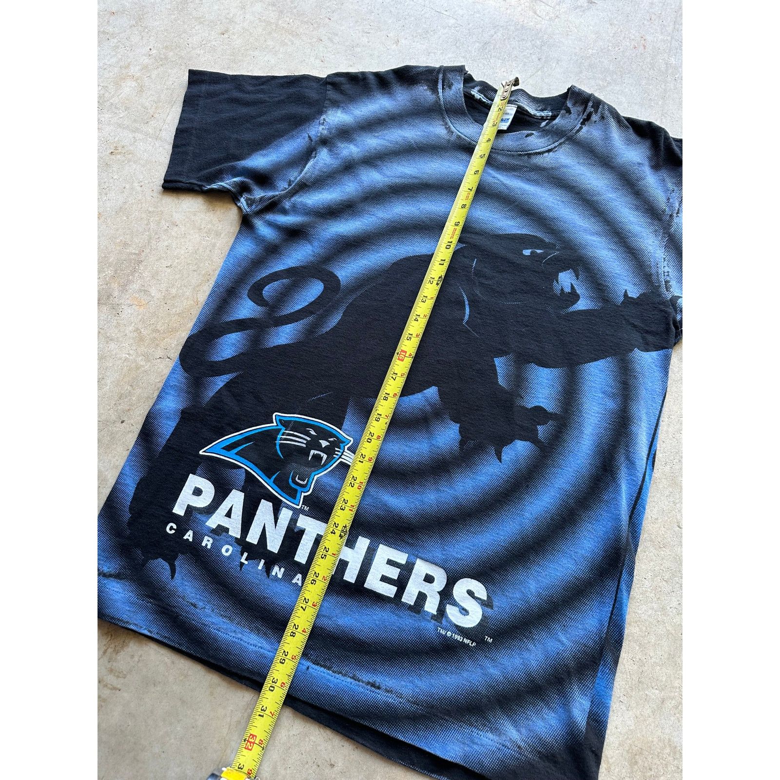 NFL × Salem Sportswear × Vintage Vintage Carolina Panthers 1993 Spiral All Over Print T-Shirt Size US M / EU 48-50 / 2 - 9 Thumbnail