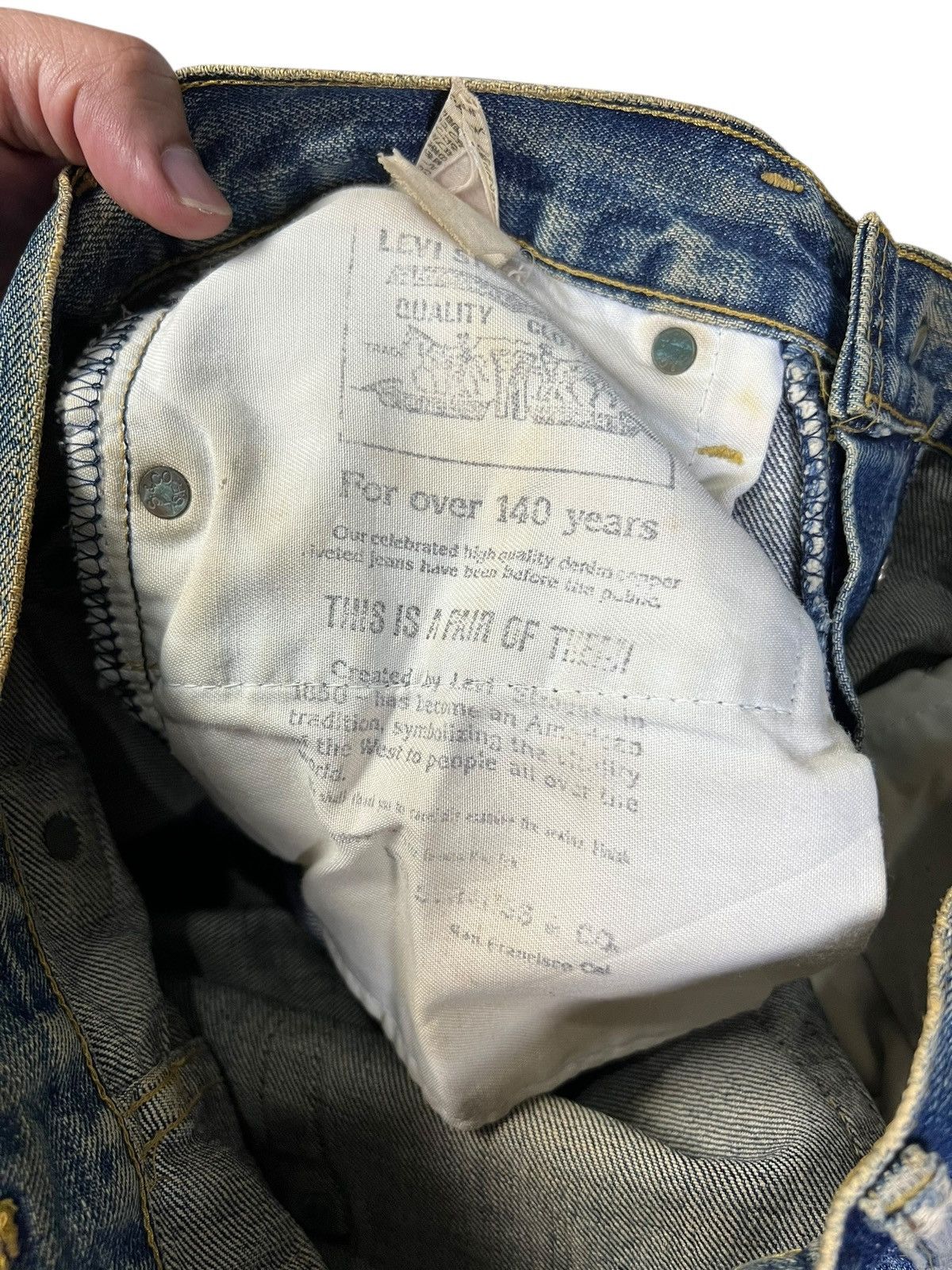 Levi's Vintage Levis 702 Big E Repaired Selvedge Backle Back Jean Size US 29 - 20 Thumbnail