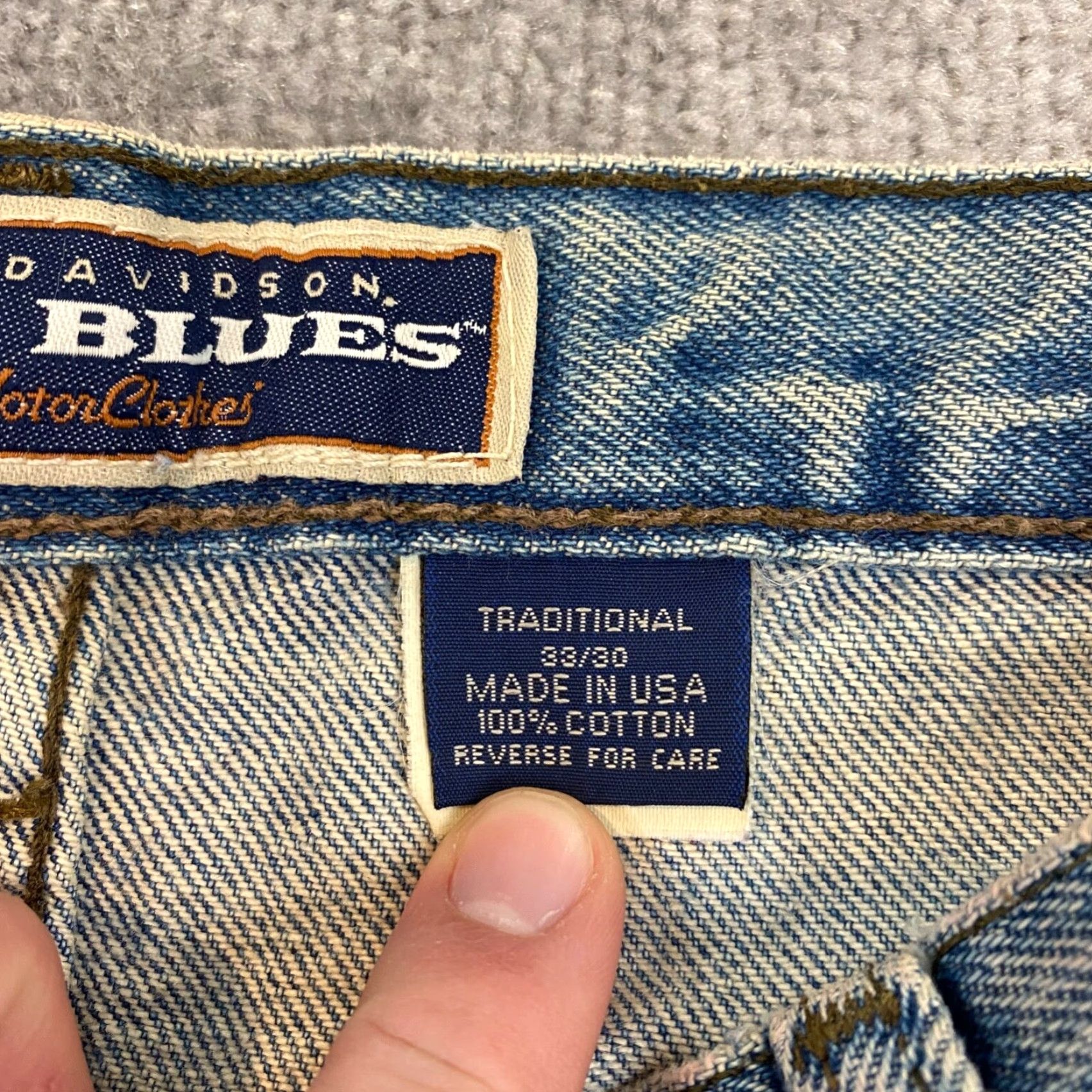 Harley Davidson Harley-Davidson Jeans Mens 33x30 Light Blue Denim Pant USA 31x29.5 5-Pocket Biker Blues Size US 33 - 3 Thumbnail