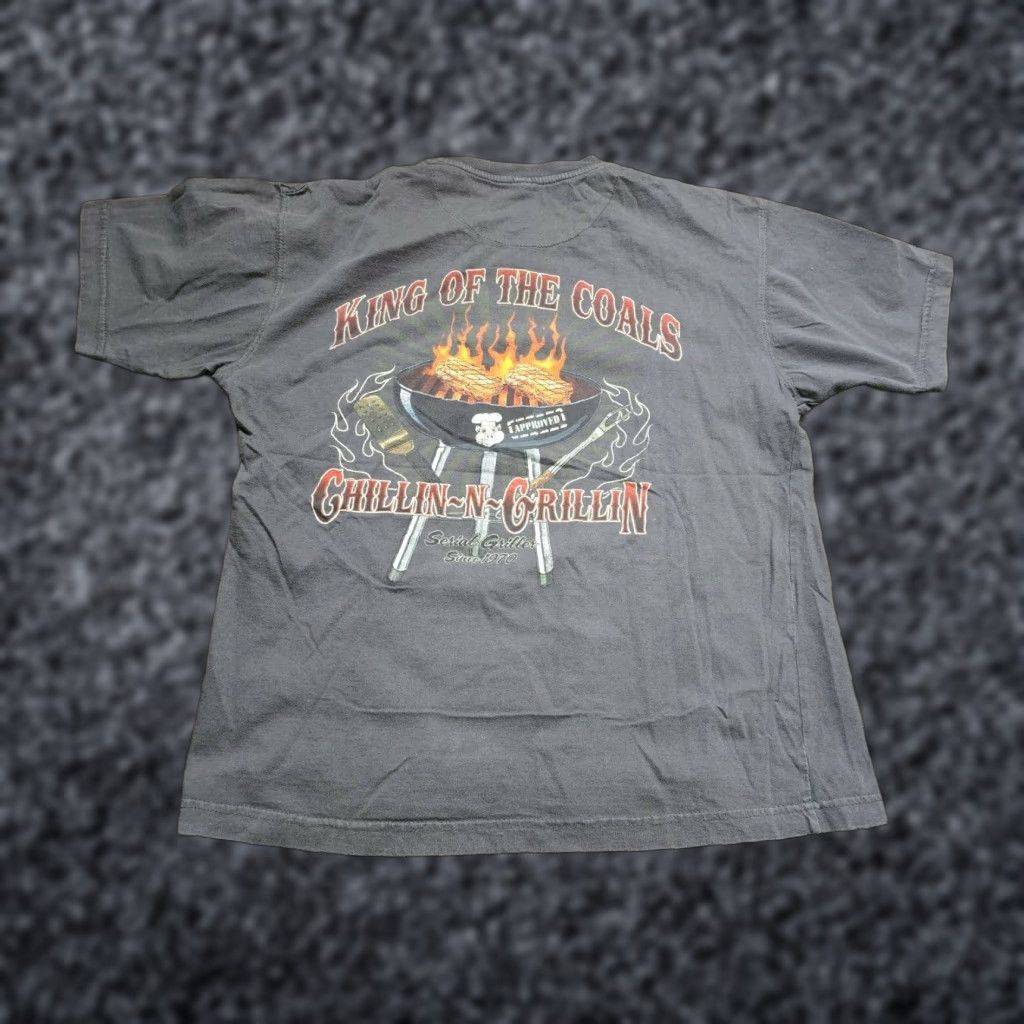 Doublet Newport Blue Mens L King of the Coals BBQ Funny Graphic T Shirt Double Sided Cotton Gray Crew Neck Short Sleeve Logo Size US L / EU 52-54 / 3 - 1 Thumbnail