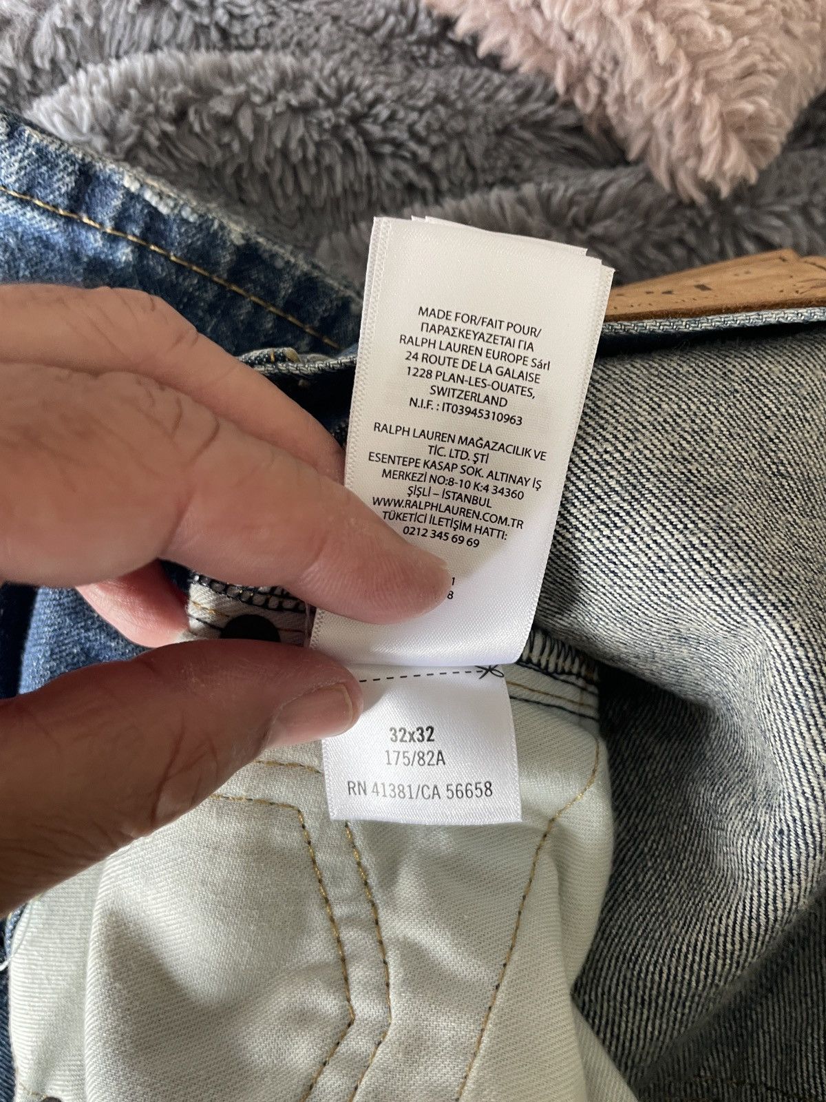 Polo Ralph Lauren Varick Slim Straight distressed patchwork jeans nwt 188.00 Size US 33 - 9 Thumbnail