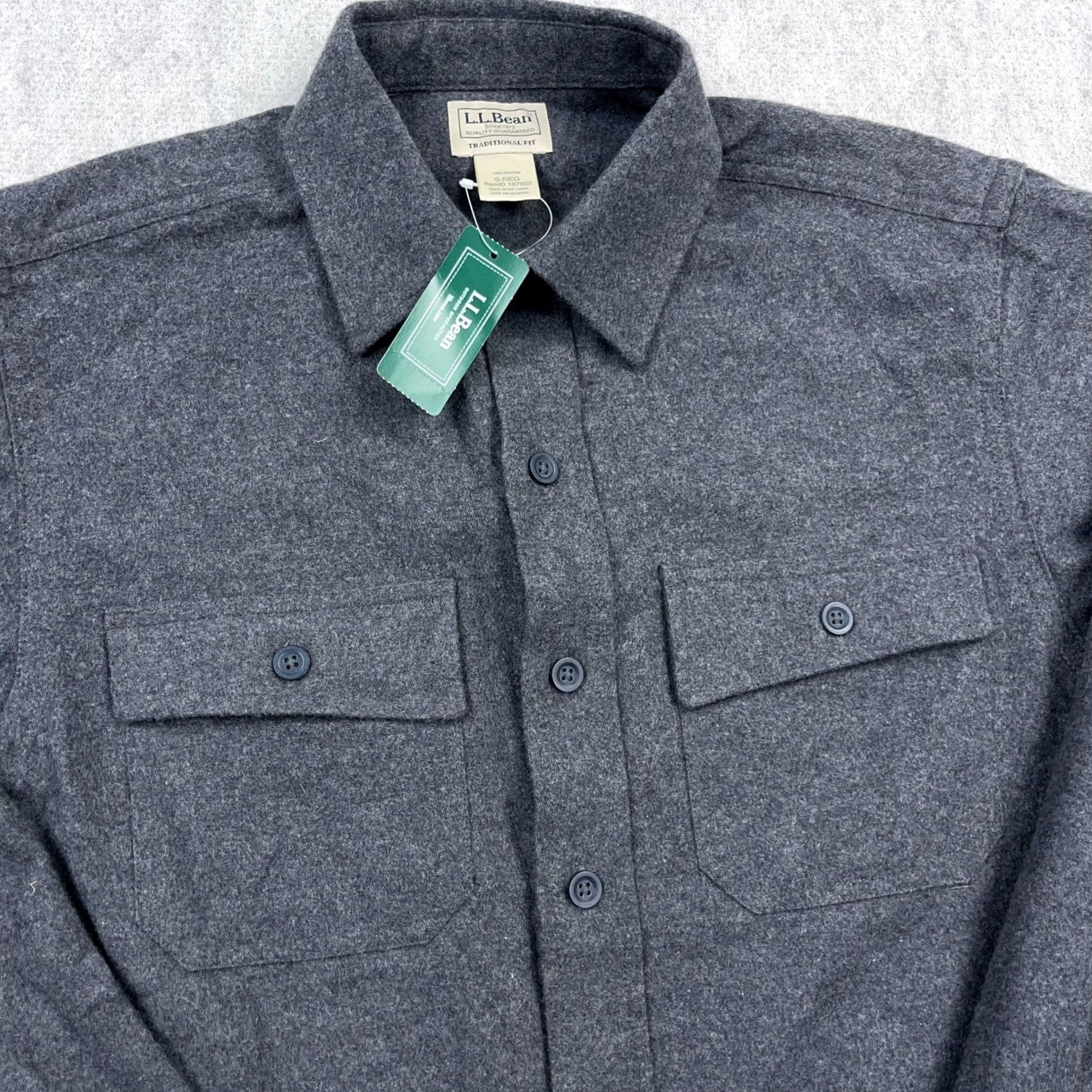 Vintage LL Bean Shirt Men Small Gray Chamois Cotton Heavyweight Button-Up Heather NEW Size US S / EU 44-46 / 1 - 4 Thumbnail
